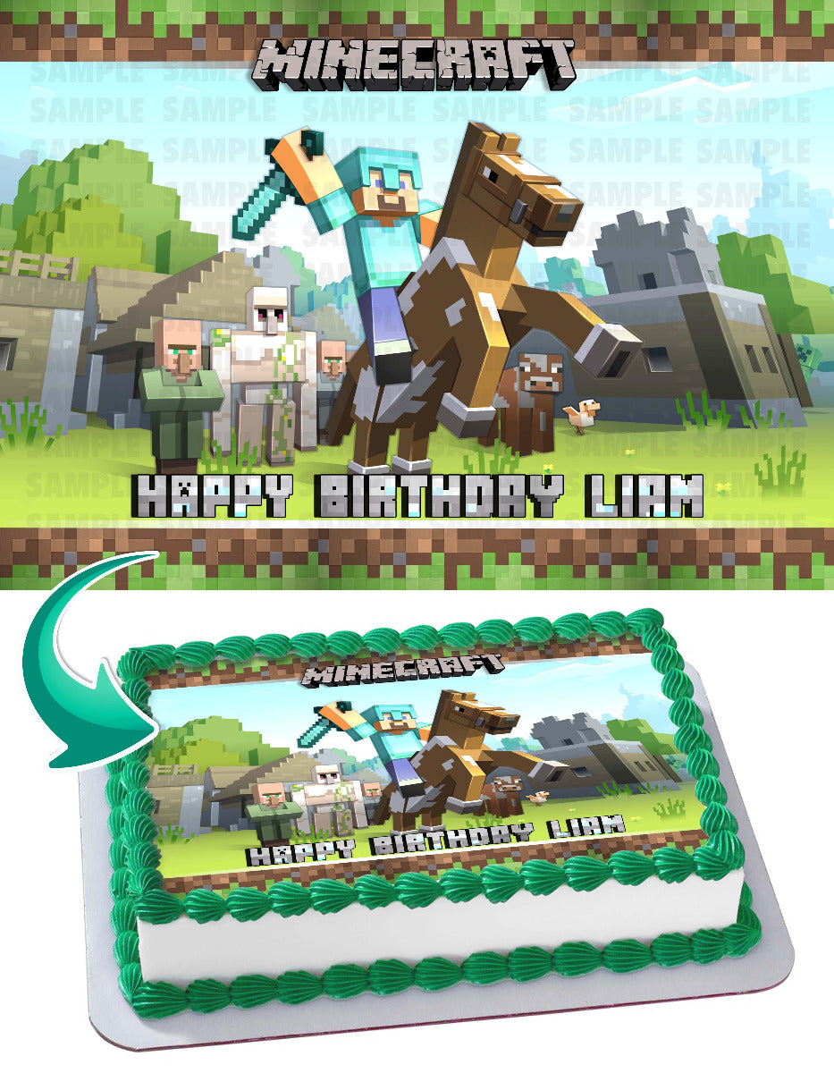 Mine Blocks Pixel Craft MMG Edible Cake Topper
