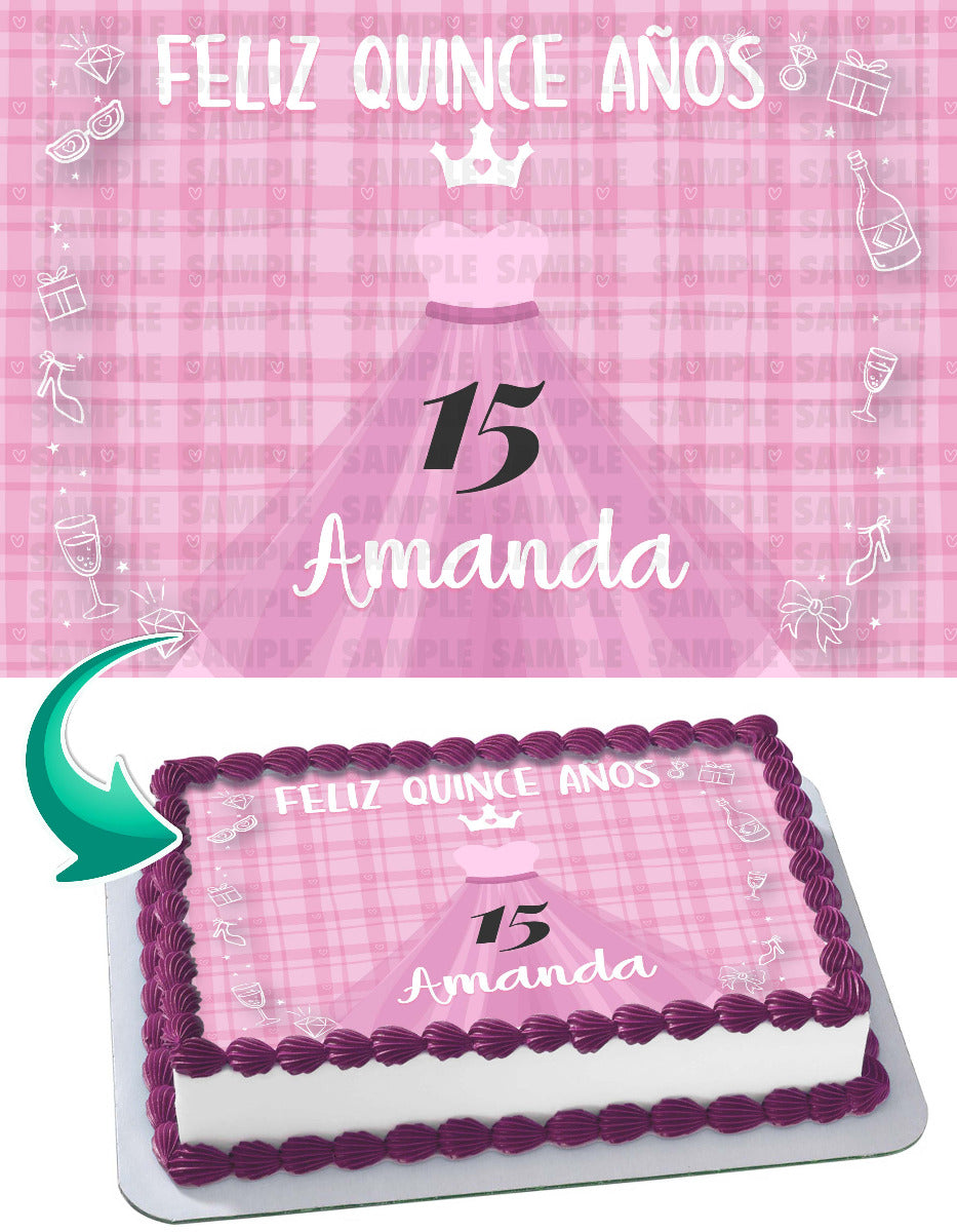 Quinceaera 15 Aos Edible Cake Topper