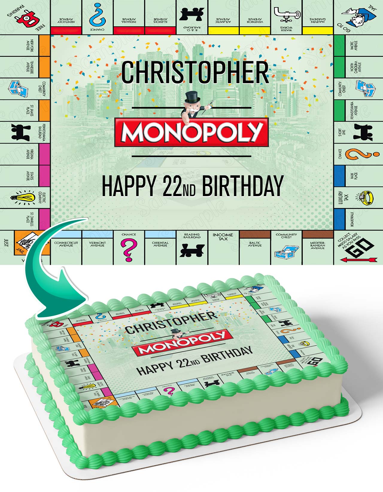Monopoly Money City Casino Edible Cake Topper