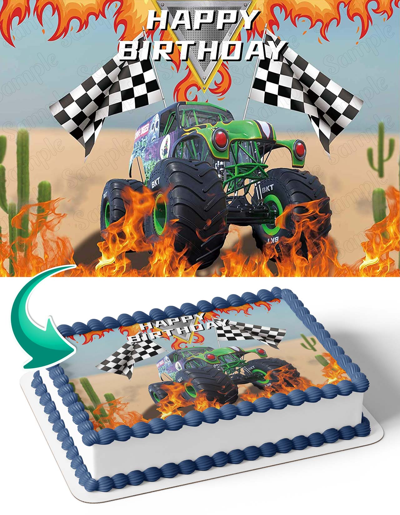 Big Truck Grave Digger SP Edible Cake Topper