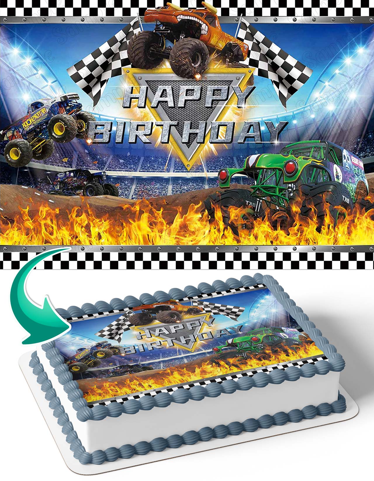 Big Truck Grave Digger Toro Loco Edible Cake Topper