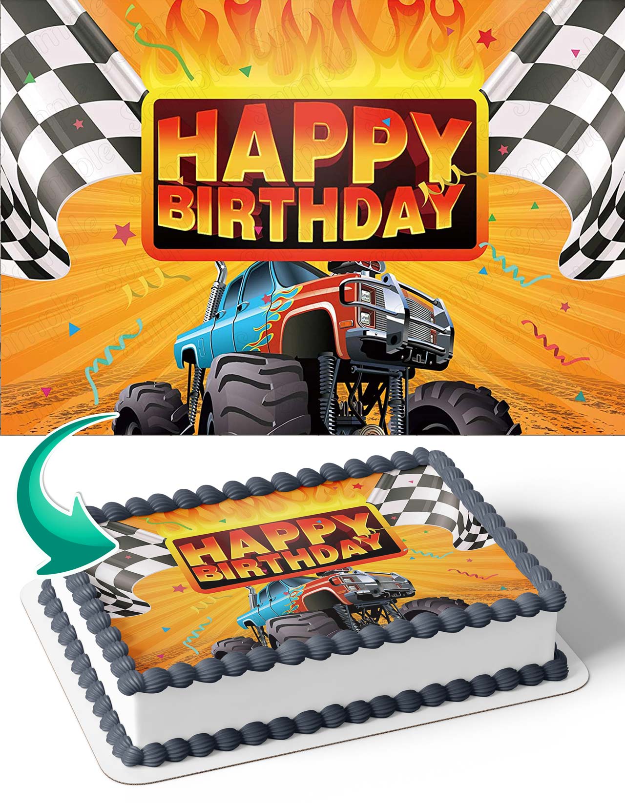 Monster Trucks MT Edible Cake Topper