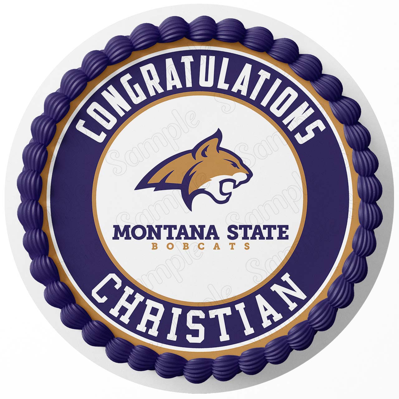 Montana State Bobcats Round – Icing Sheet Birthday - Personalized Edible Cake Topper | Custom Icing Sheet | Birthday Cake Decoration