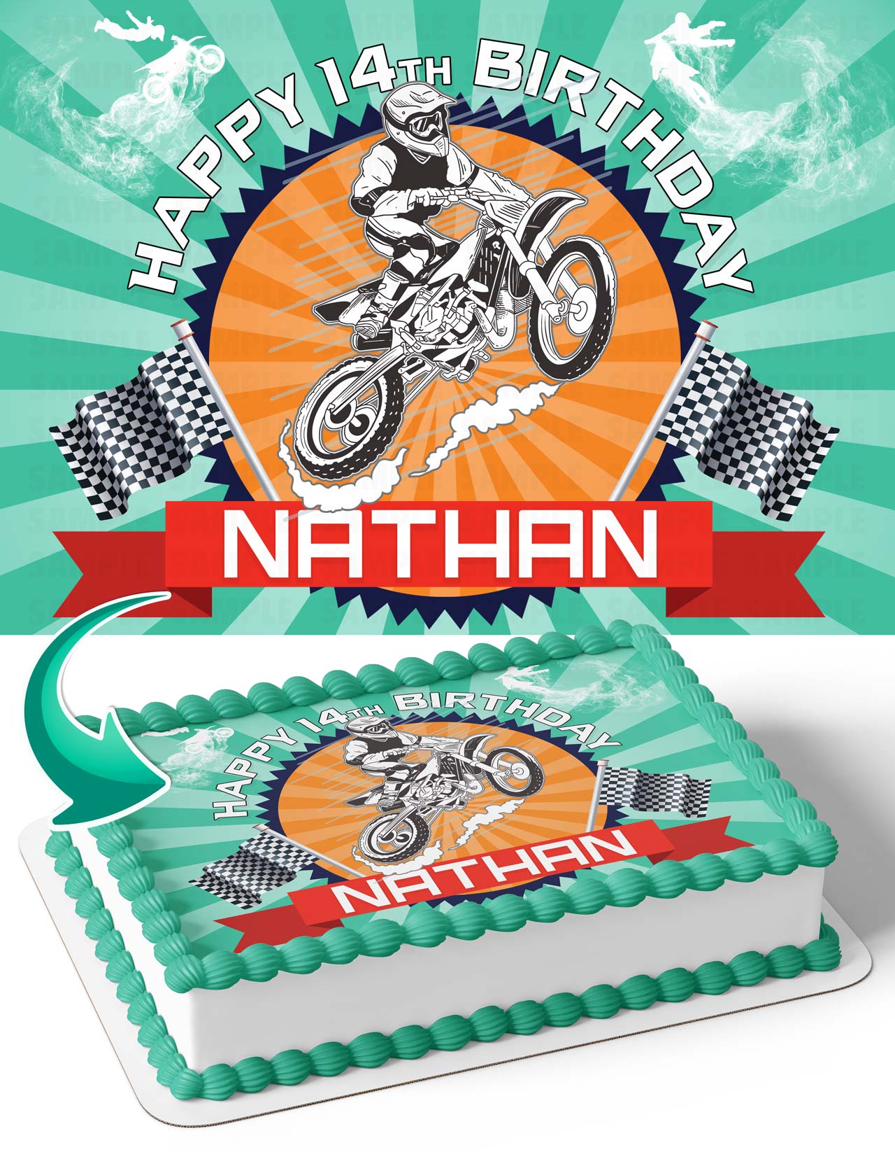 Motocross Edible Cake Topper