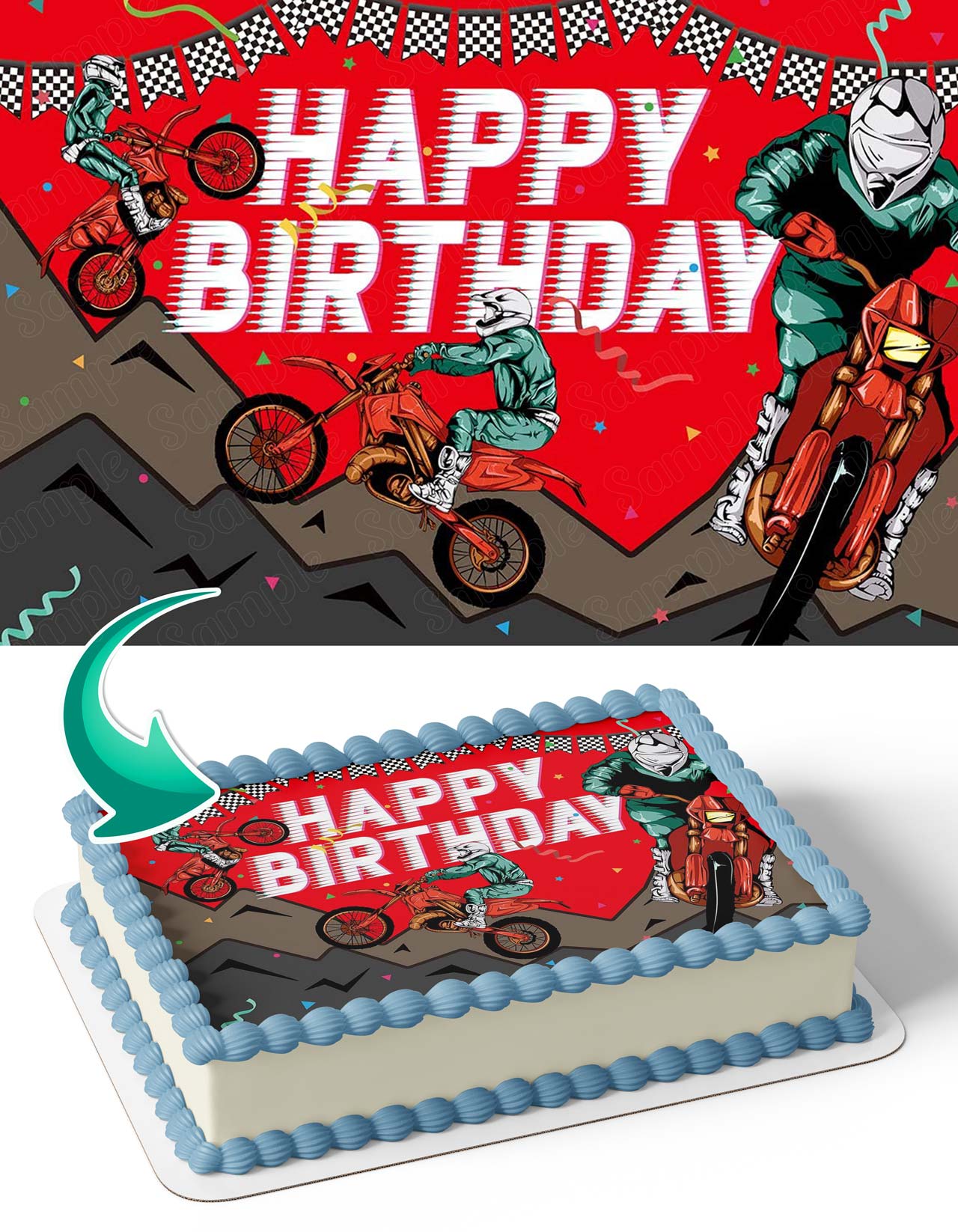 Motorcycle Bike Motocross Montain Edible Cake Topper