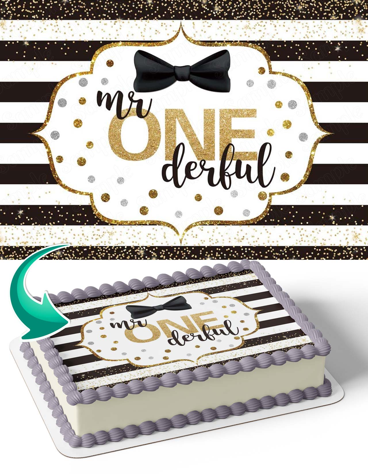 Mr One Derful Baby Boy 1st Edible Cake Topper