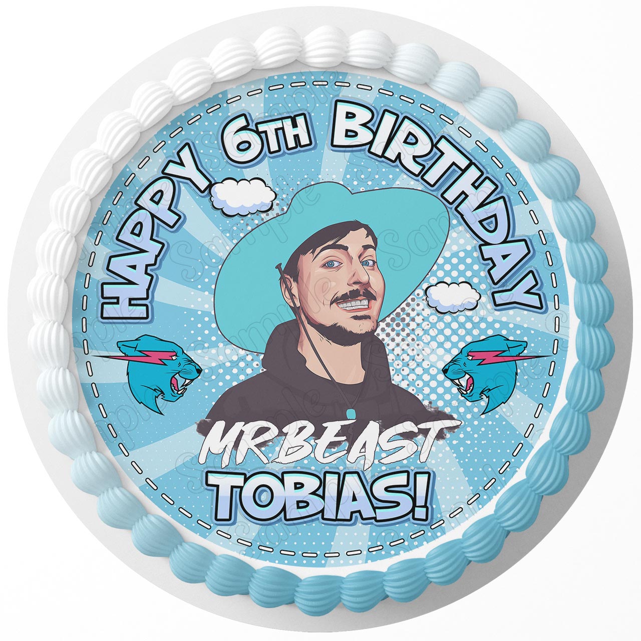 Mr Best Youtuber Round – Icing Sheet Birthday - Personalized Edible Cake Topper | Custom Icing Sheet | Birthday Cake Decoration | Photo Cake Image