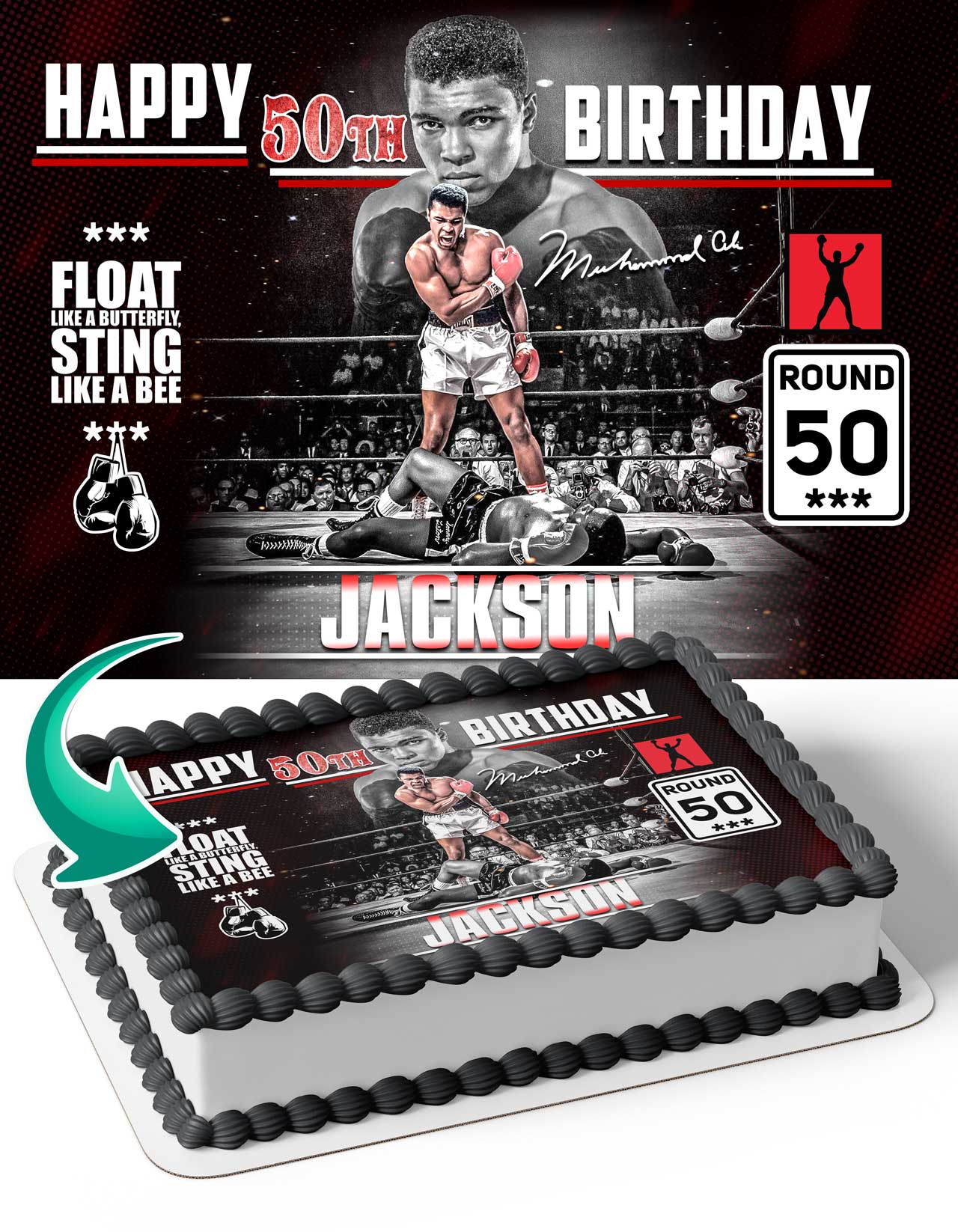 Muhammad Ali Edible Cake Topper
