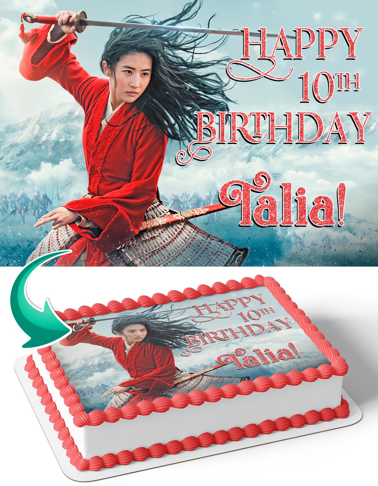 Mulan Movie Edible Cake Topper