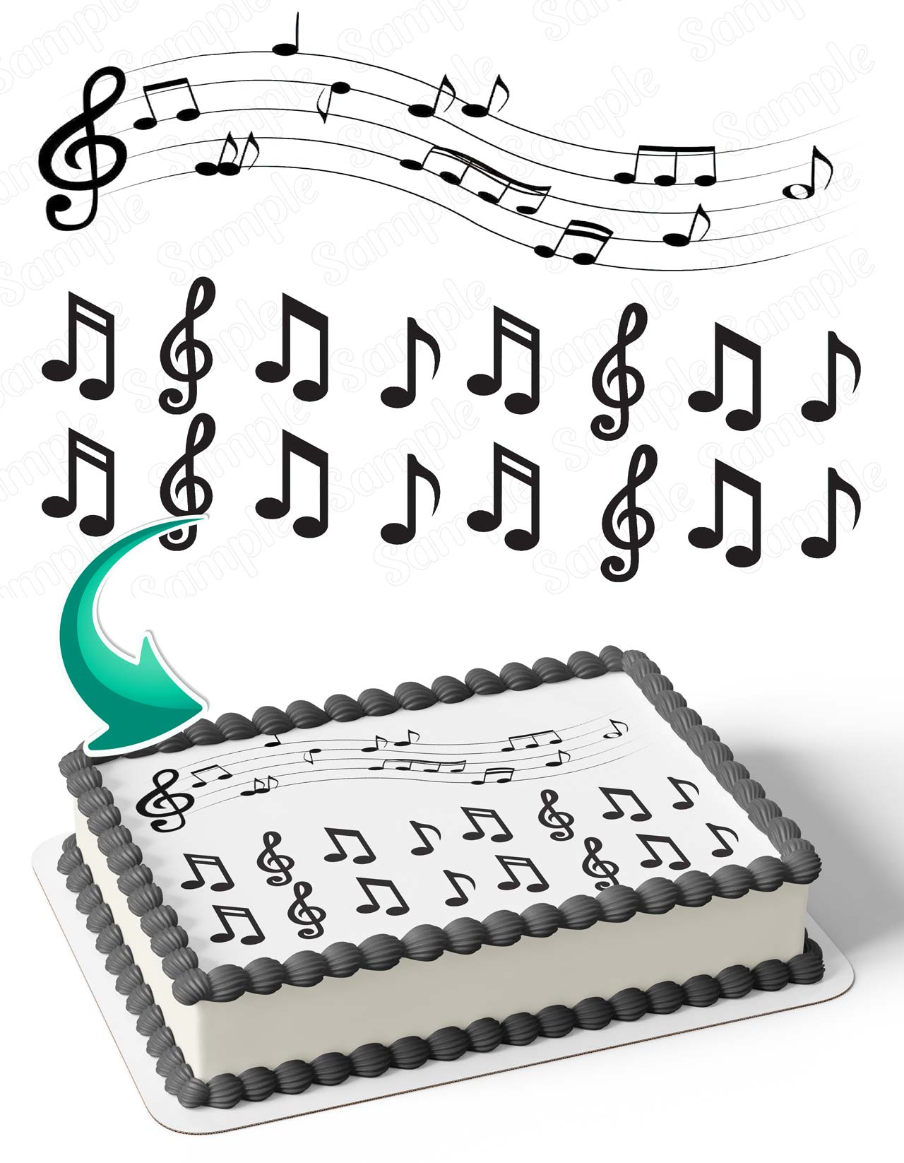 Musical Notes Symbols Edible Cake Topper