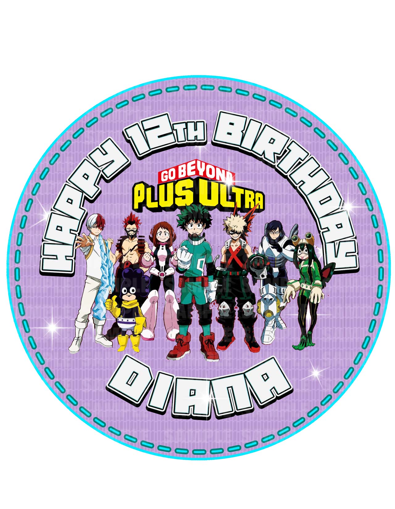 My Hero Academy Plus Ultra Round – Icing Sheet Birthday - Personalized Edible Cake Topper | Custom Icing Sheet | Birthday Cake Decoration