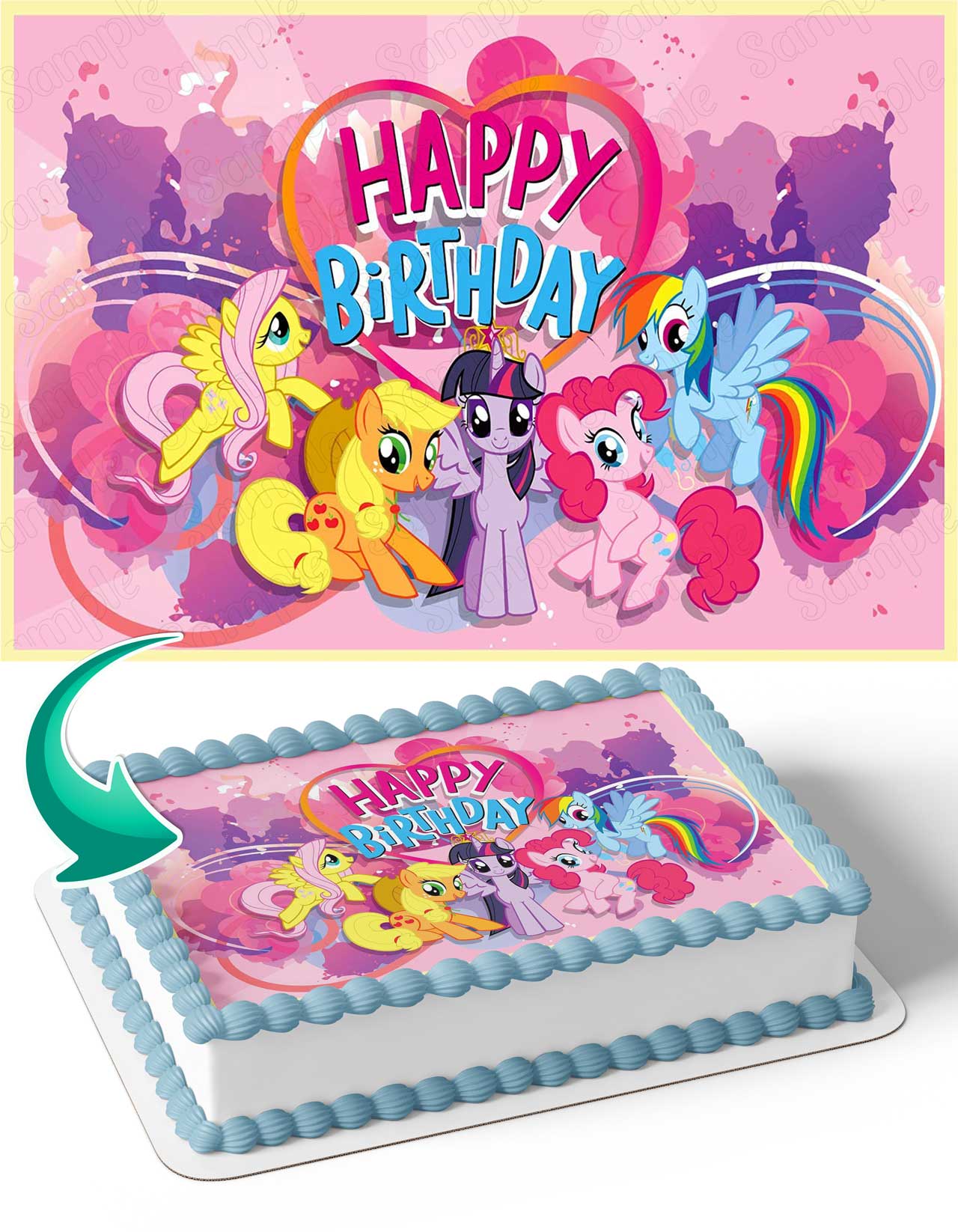 Little Ponys Cute Girls Edible Cake Topper