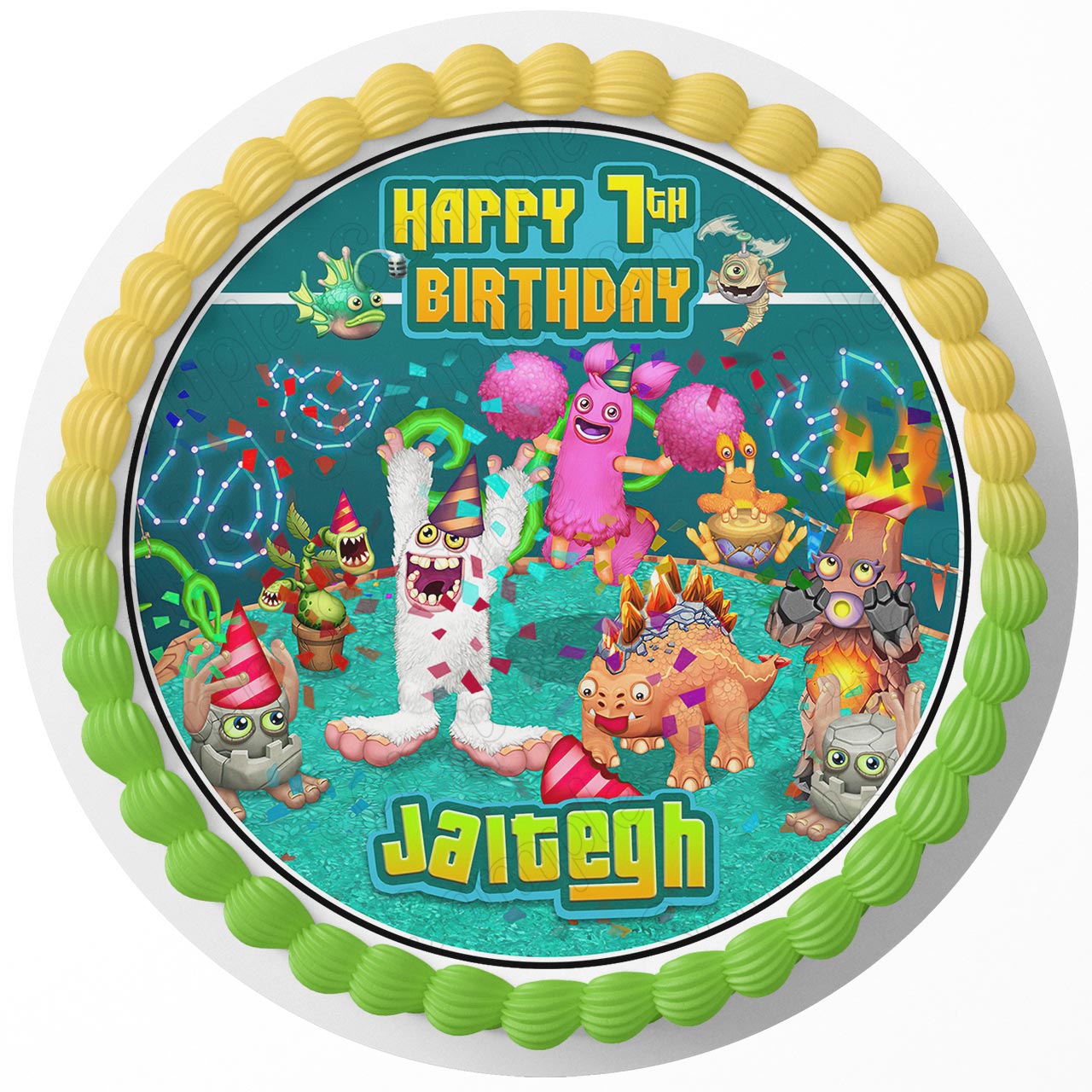 Singing Fun Kids Monsters Dawn of Fire Round – Icing Sheet Birthd - Personalized Edible Cake Topper | Custom Icing Sheet | Birthday Cake Decoration