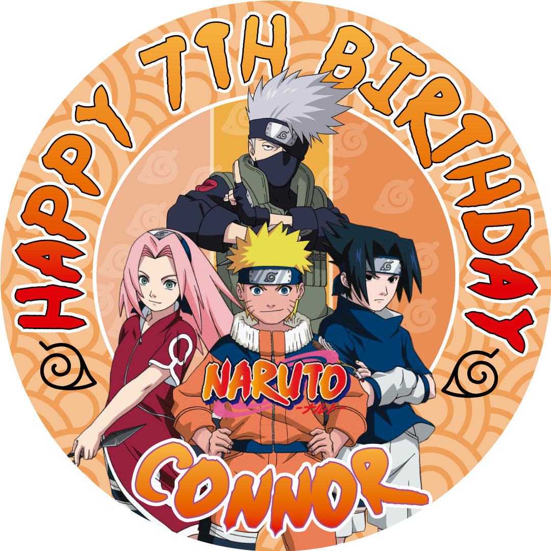 Naruto Anime World Round – Icing Sheet Birthday - Personalized Edible Cake Topper | Custom Icing Sheet | Birthday Cake Decoration