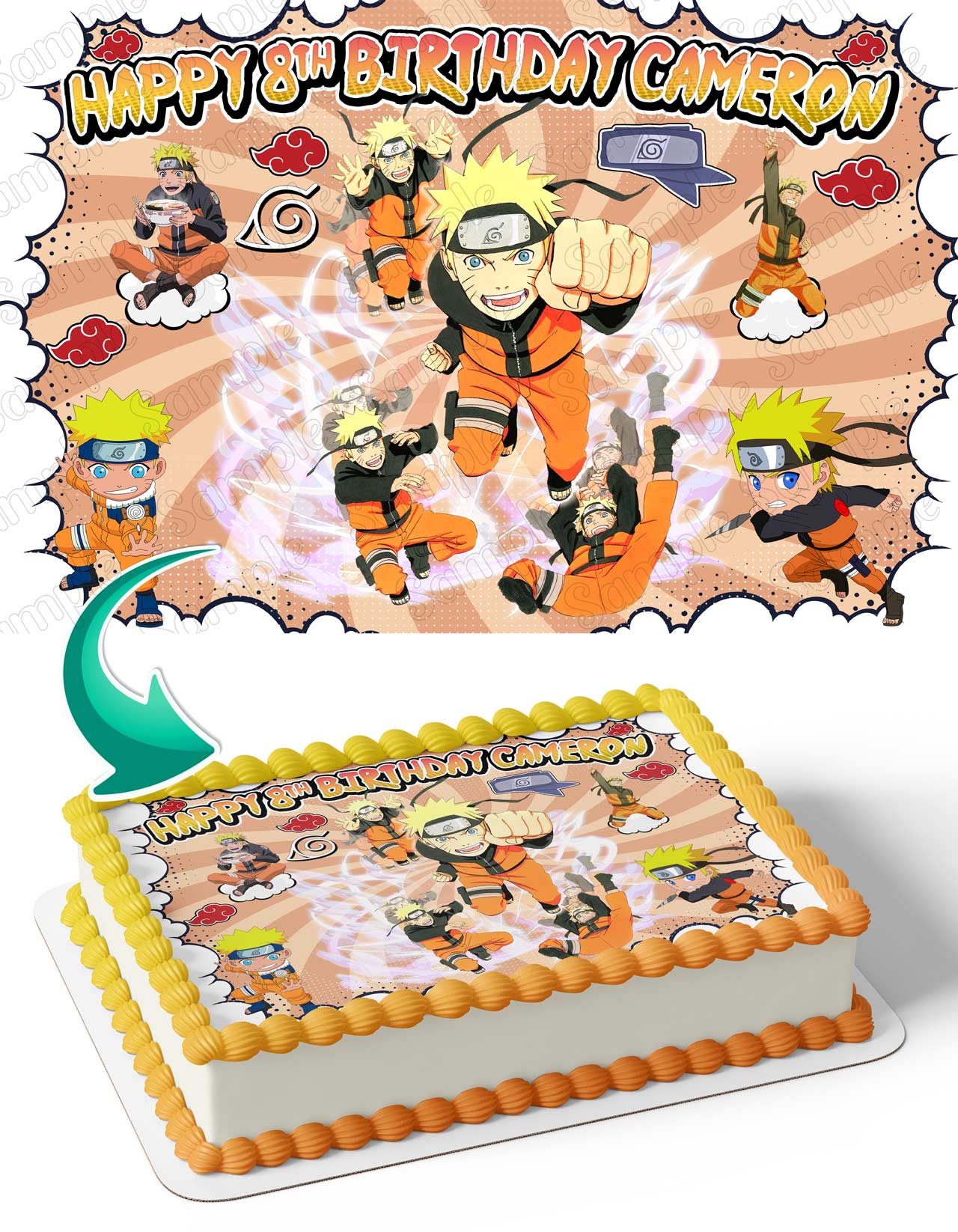 Naruto Boruto Ninja Edible Cake Topper