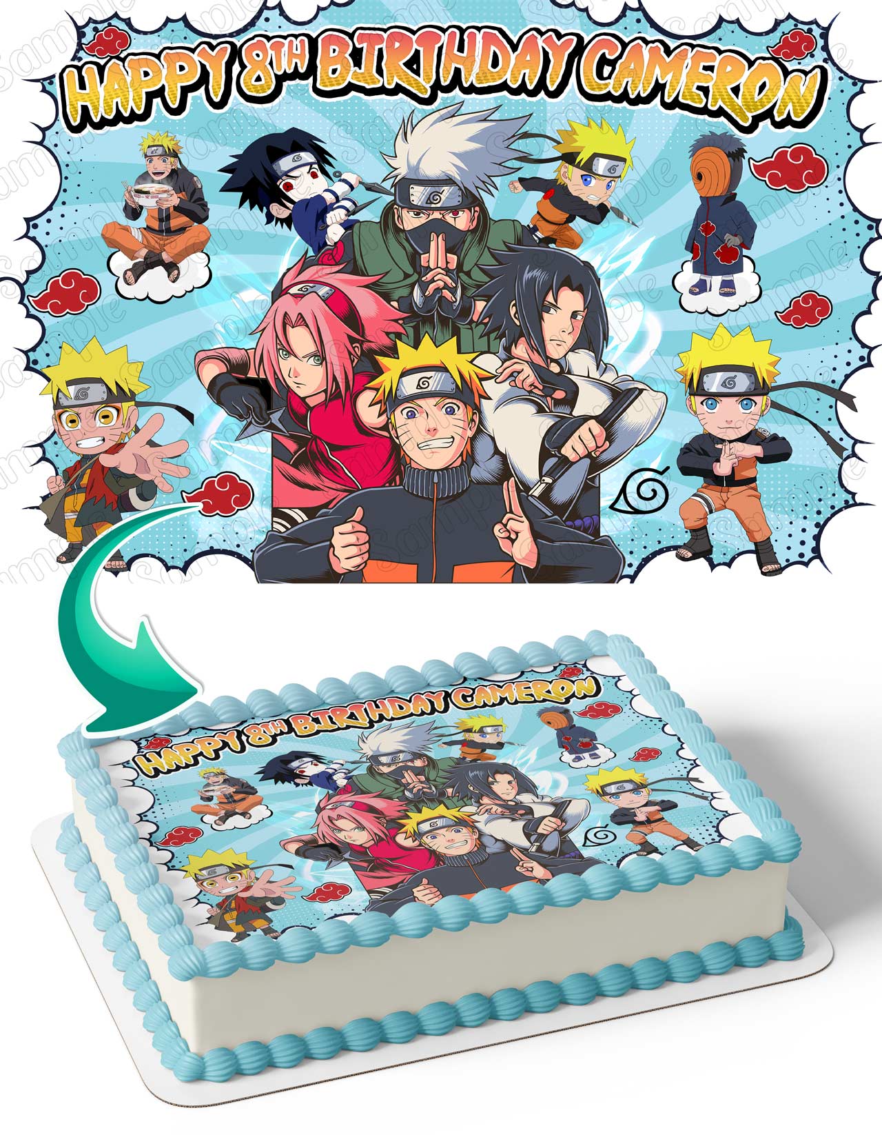Naruto Boruto Ninja Team Edible Cake Topper