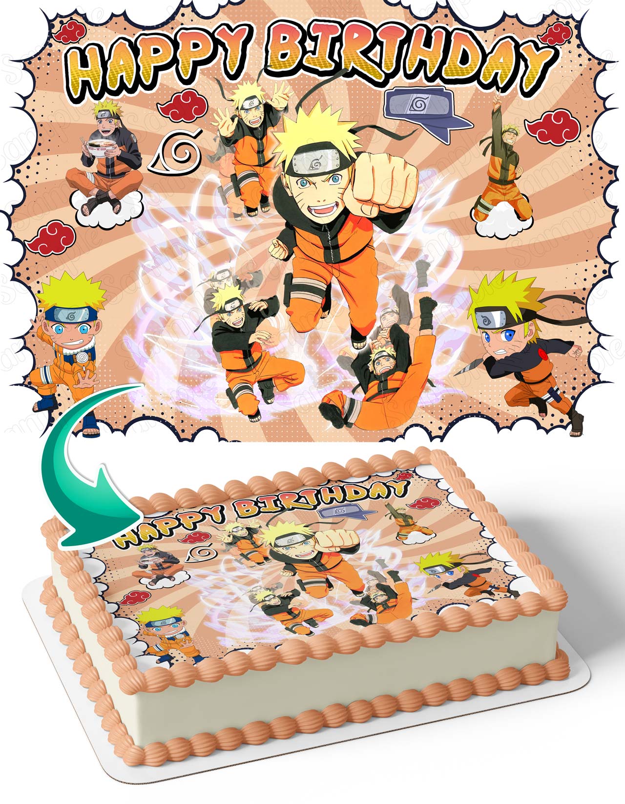 Naruto Boruto Ninja Warrior Akatsuki P Edible Cake Topper