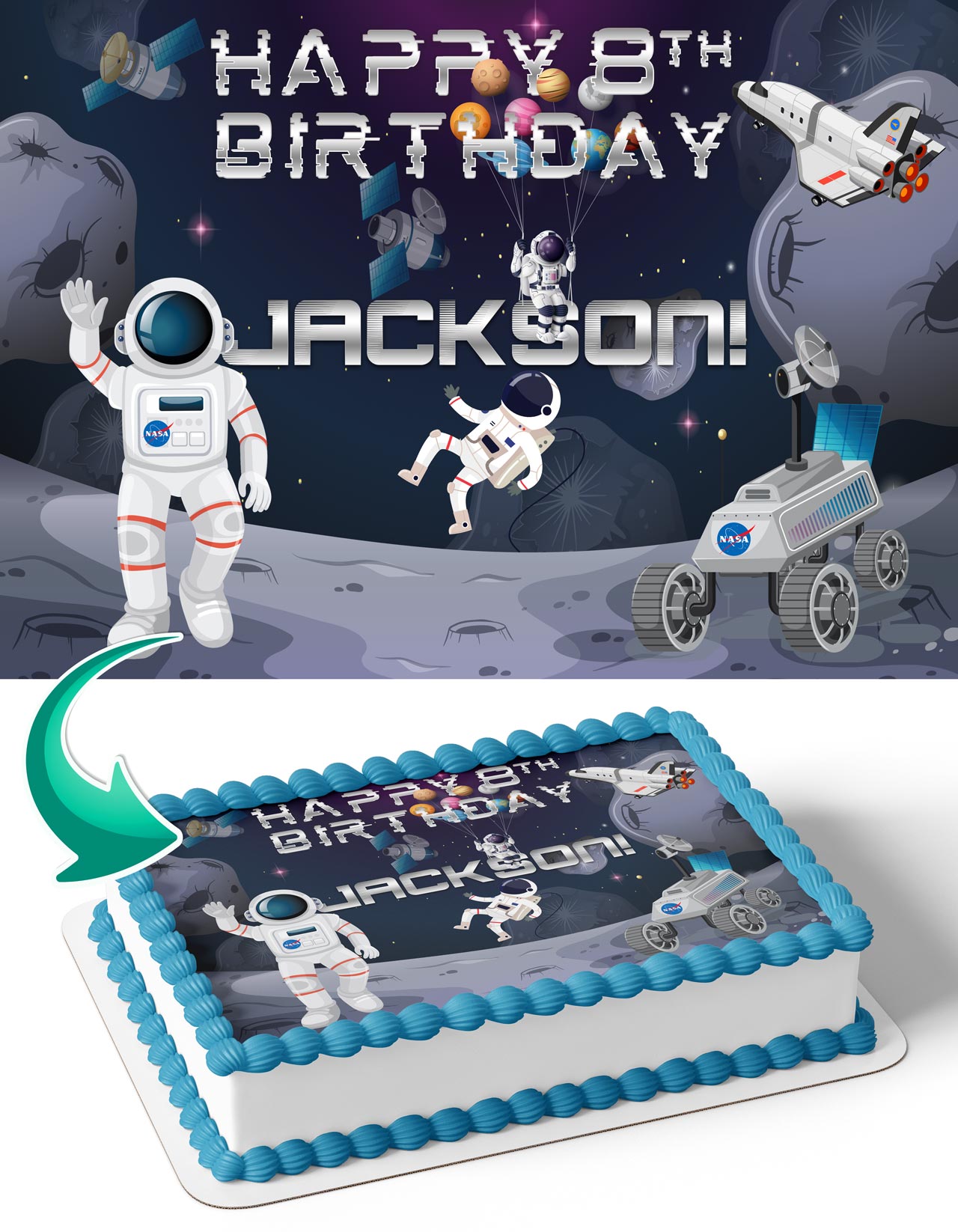 Nasa Astronaut Galaxy Edible Cake Topper
