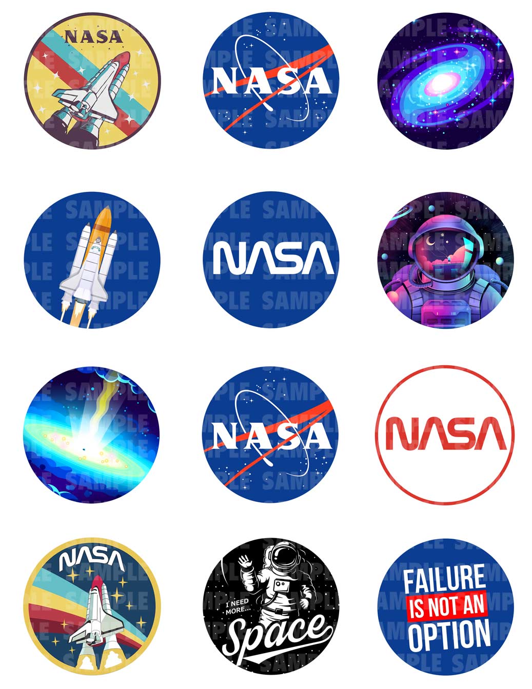 Nasa Galaxy Space Edible Cupcake Toppers – Round Icing Sheet Birt - Edible Cake Topper | Icing Sheet | Birthday Cake Decoration
