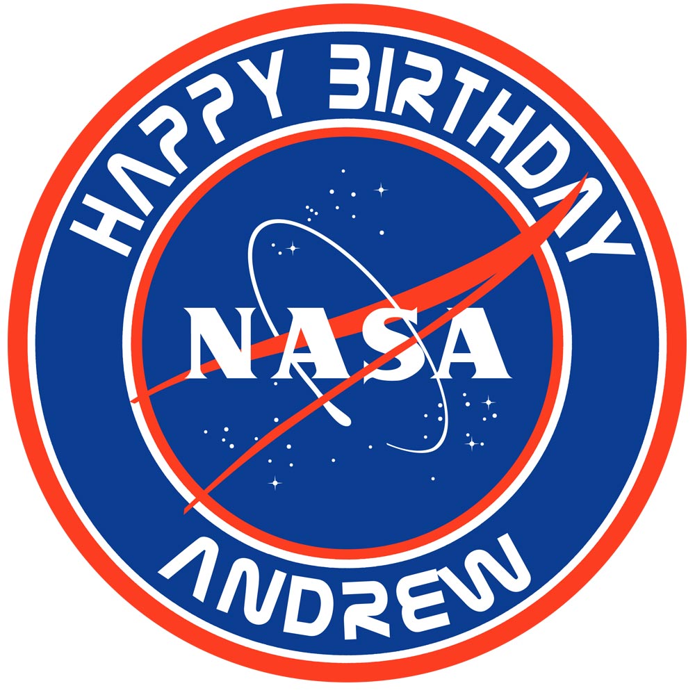 Nasa Space Round – Icing Sheet Birthday - Personalized Edible Cake Topper | Custom Icing Sheet | Birthday Cake Decoration | Photo Cake Image
