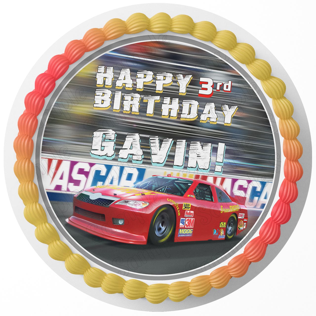 Speed Racing Cars Round – Icing Sheet Birthday - Personalized Edible Cake Topper | Custom Icing Sheet | Birthday Cake Decoration | Photo Cake Image