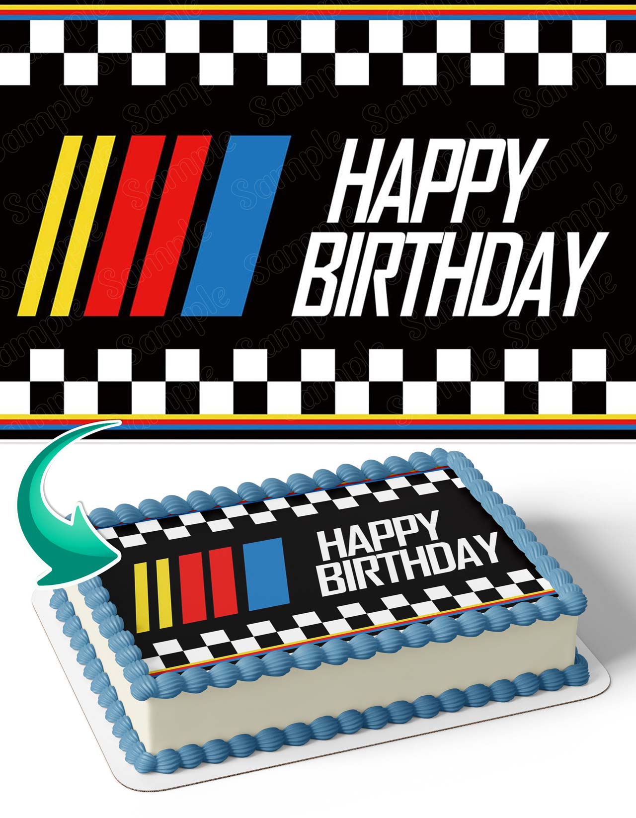 NASKAR Speed Cars Edible Cake Topper