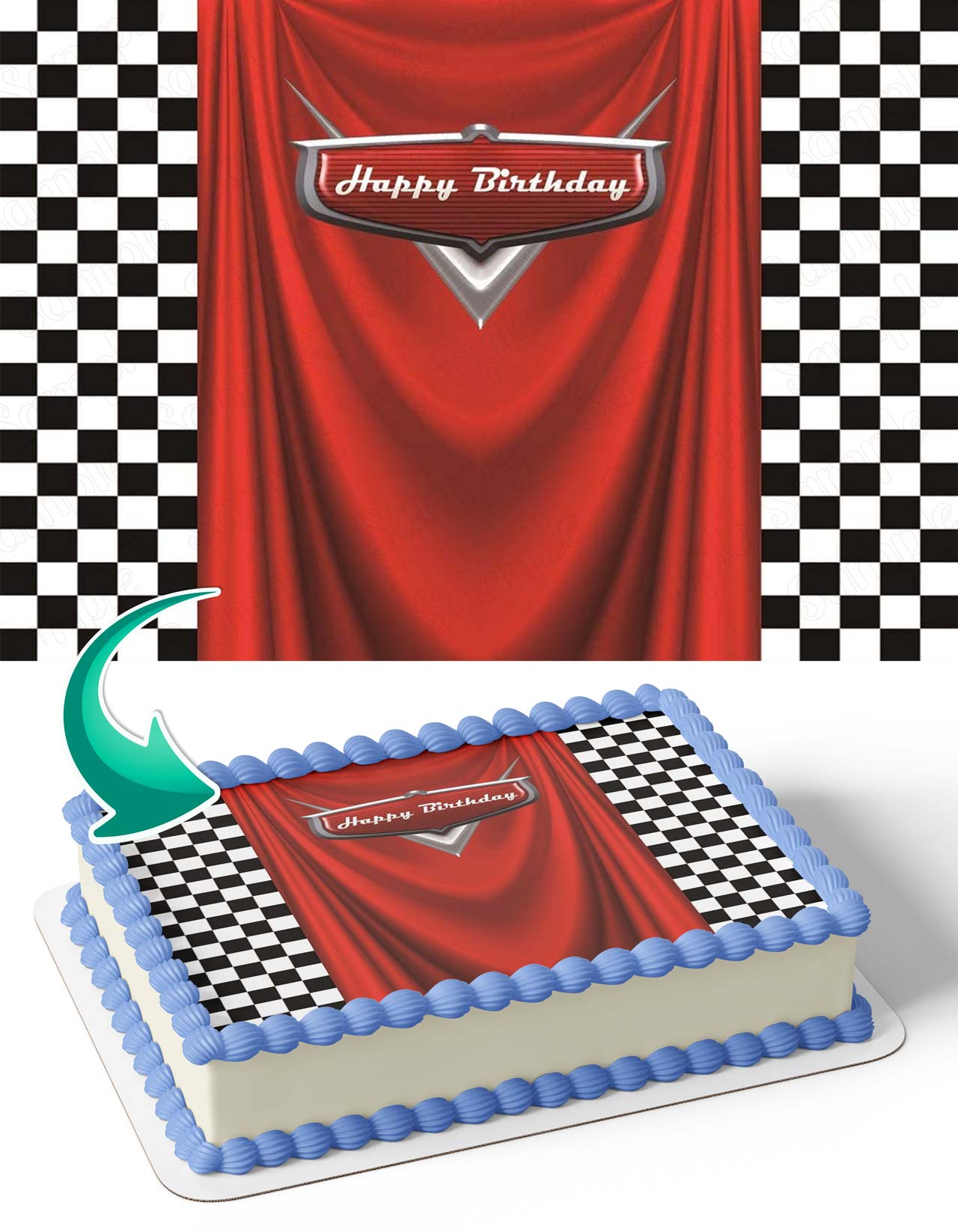 NASKAR Speed Cars Kids Edible Cake Topper