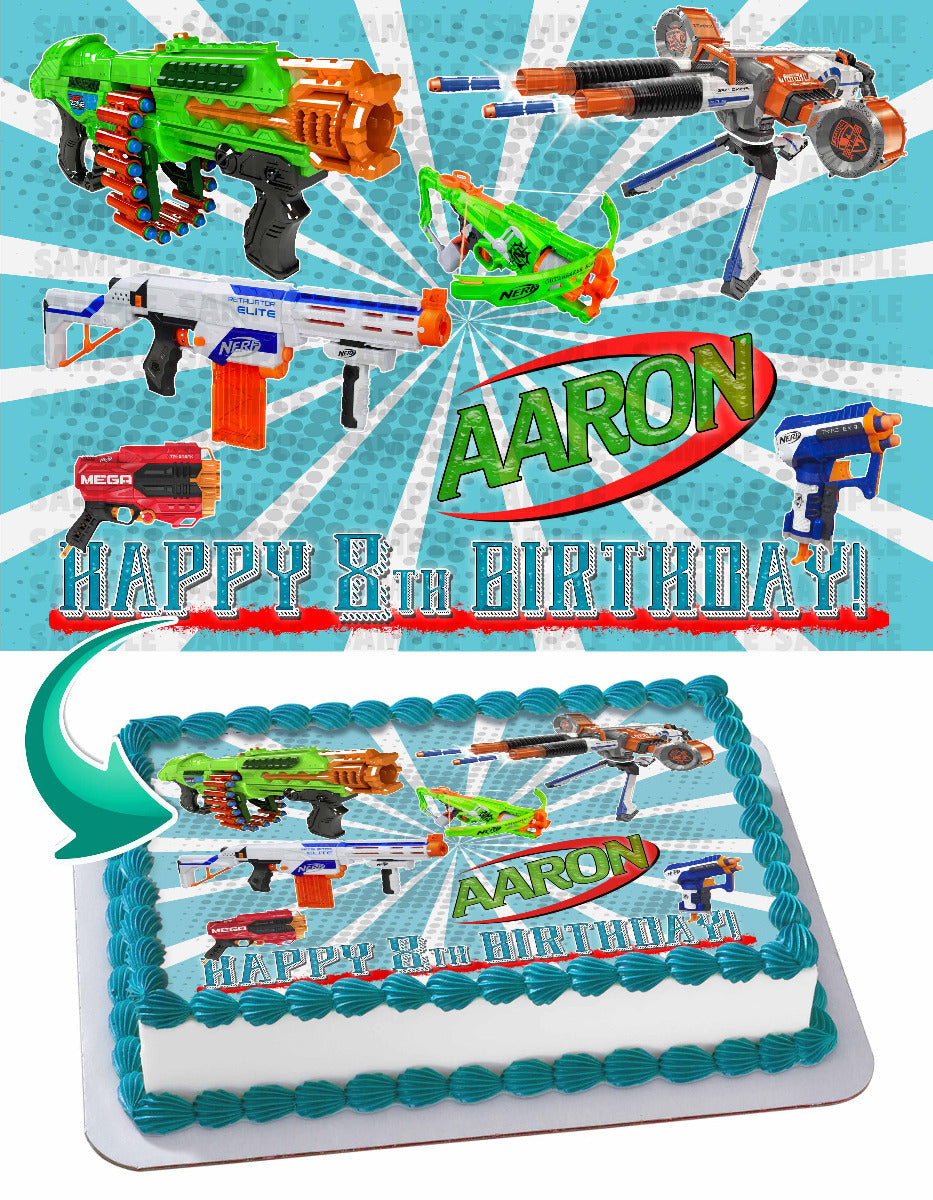 Nerf Toys Blaster Guns Edible Cake Topper