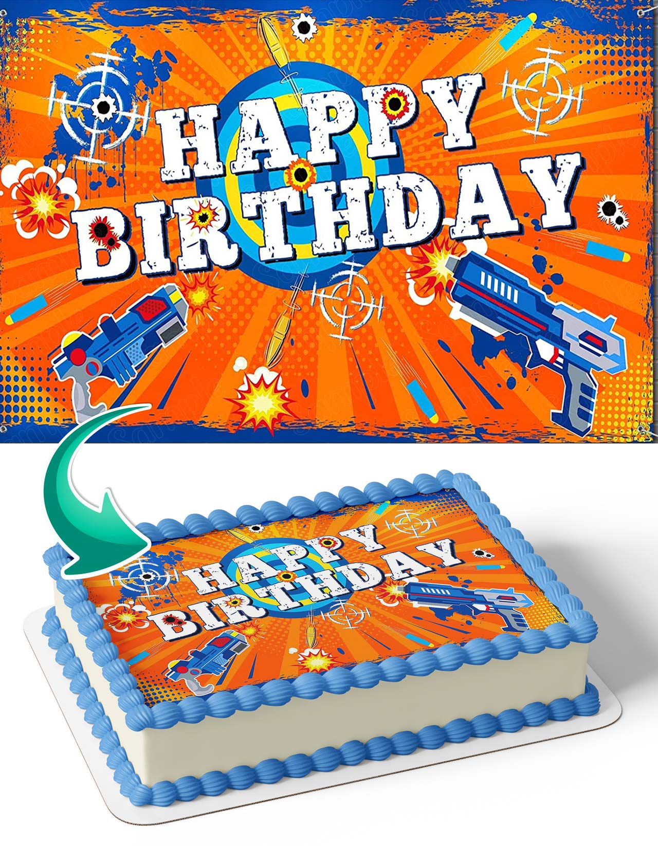 Nerf Tactical Gun Game Edible Cake Topper