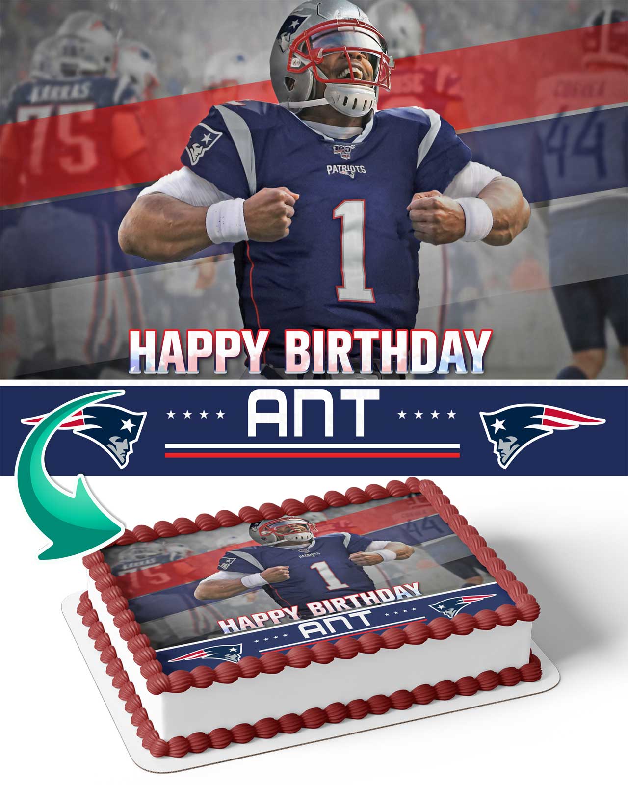 New England Patriots NEP Edible Cake Topper