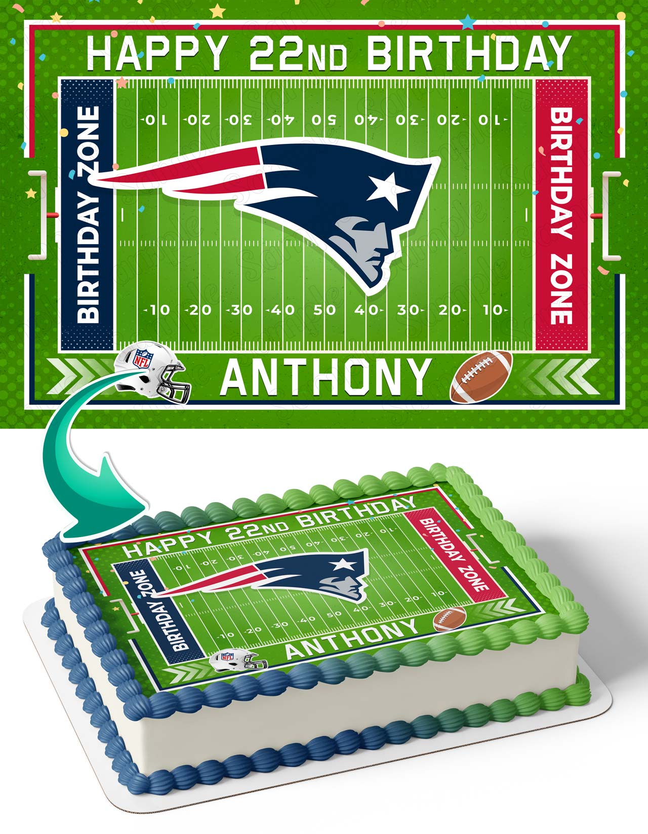 New England Patriots PTS Edible Cake Topper
