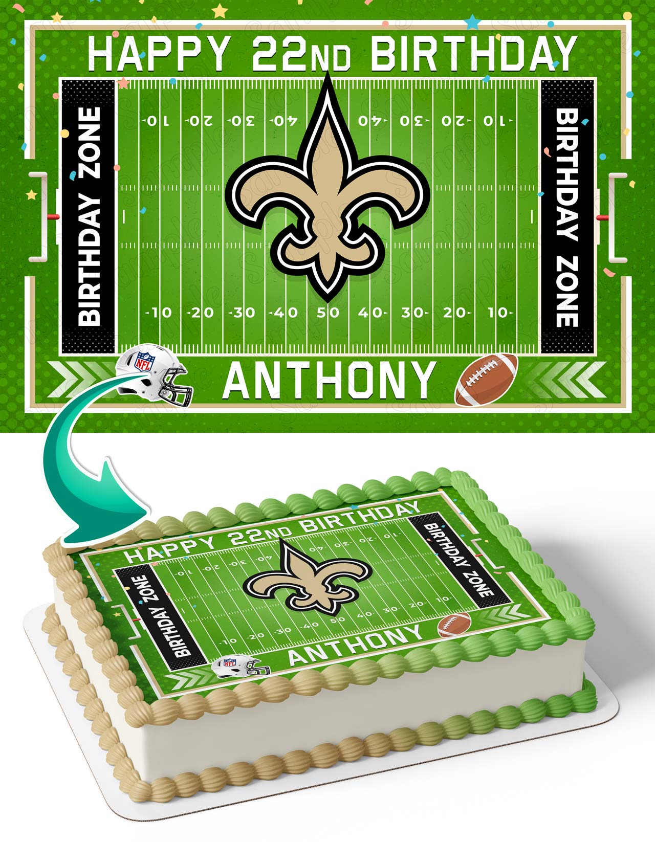 New Orleans Saints Edible Cake Topper