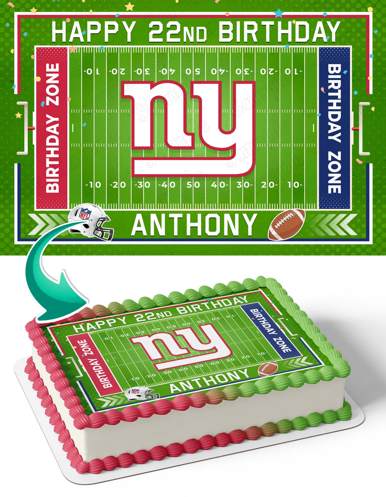 New York Giants Edible Cake Topper