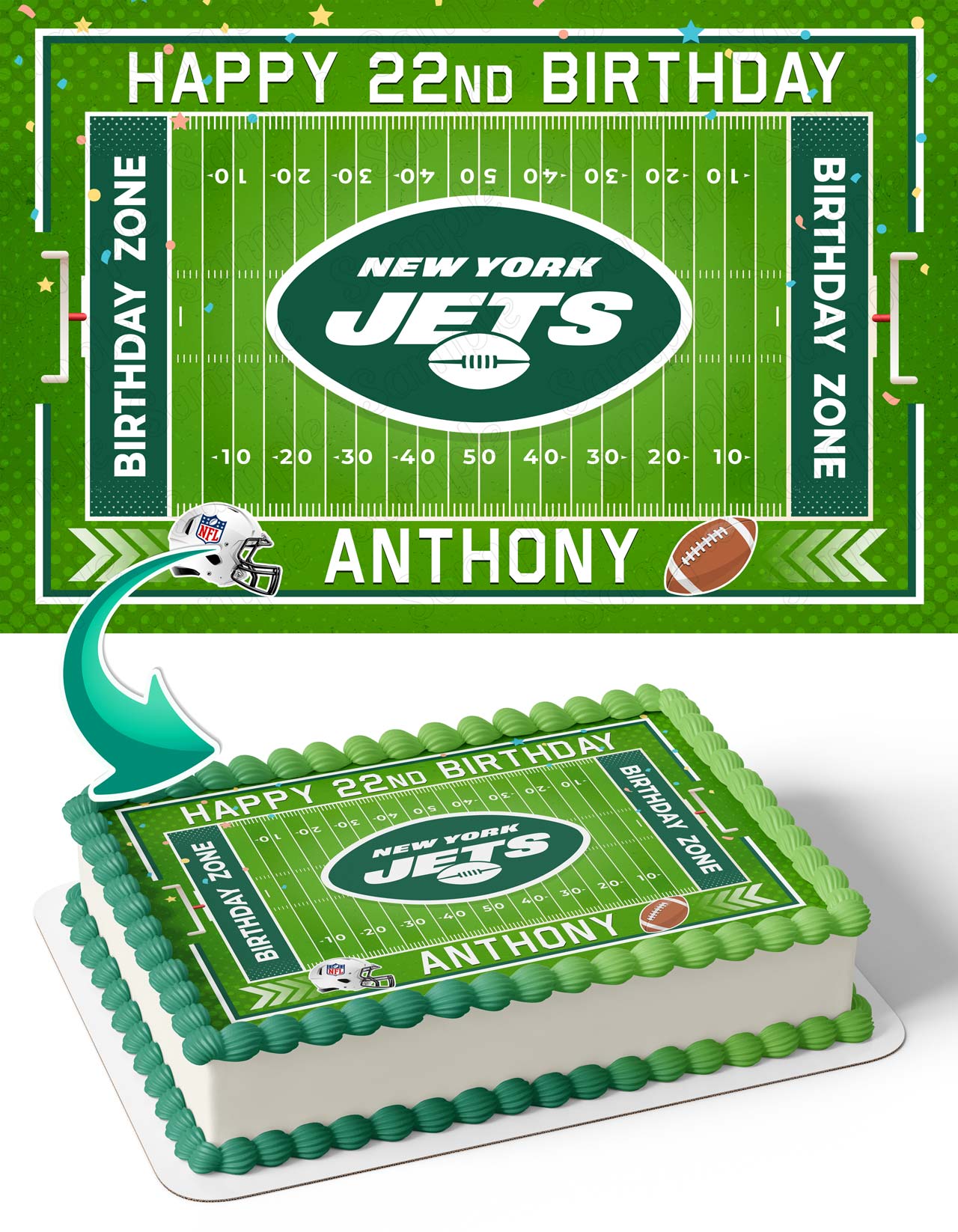 New York Jets Edible Cake Topper