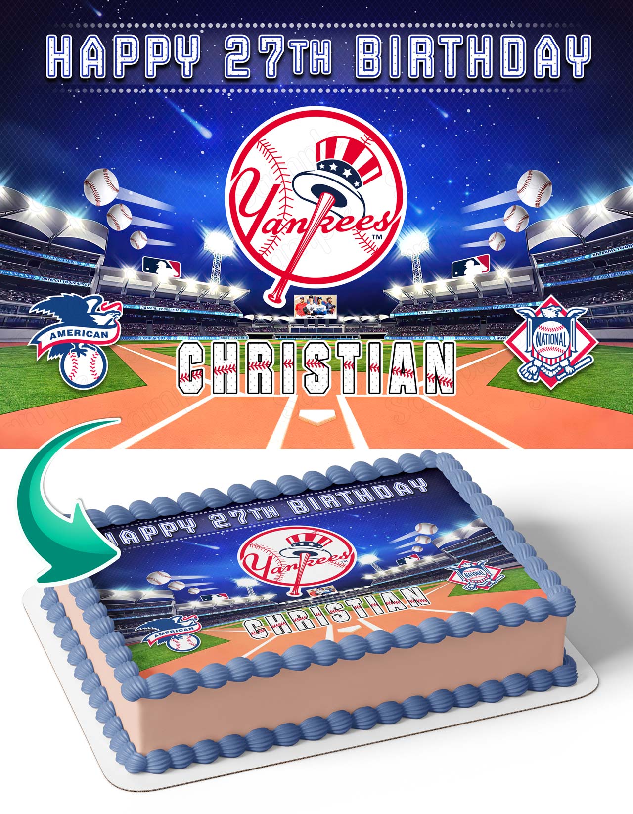 New York Yankees Baseball Edible Cake Topper