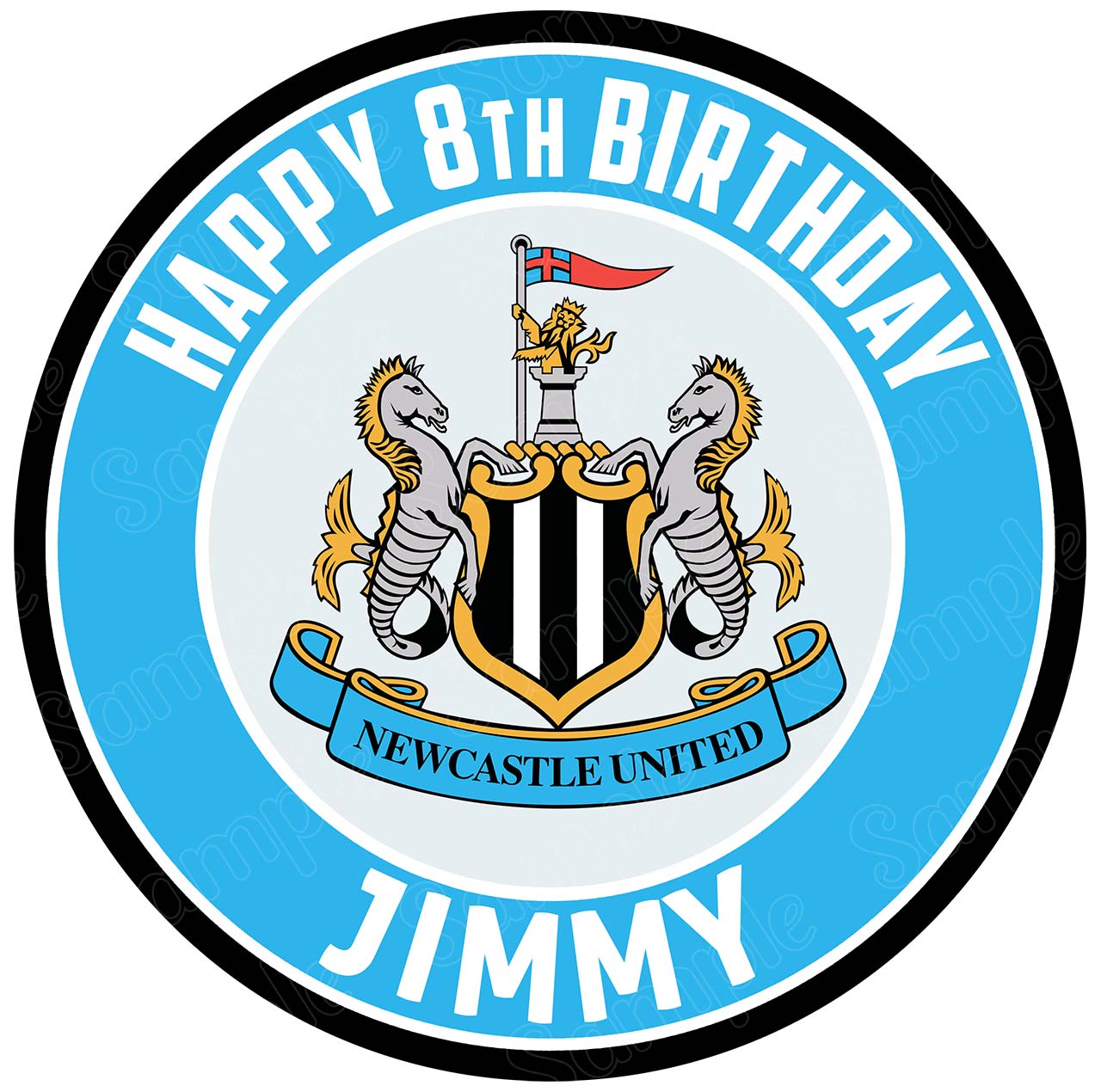 Newcastle United FC Round – Icing Sheet Birthday - Personalized Edible Cake Topper | Custom Icing Sheet | Birthday Cake Decoration