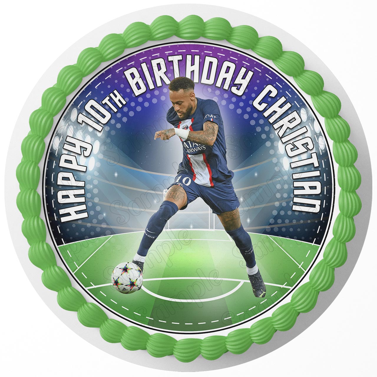 Neymar Star Soccer Round – Icing Sheet Birthday - Personalized Edible Cake Topper | Custom Icing Sheet | Birthday Cake Decoration