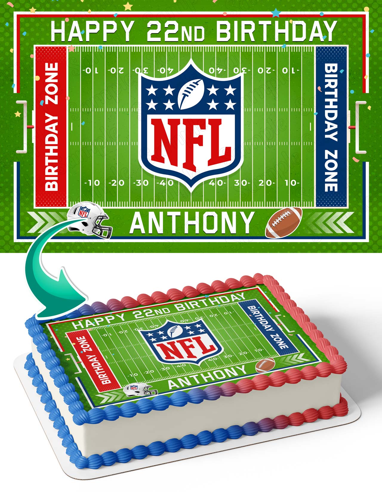FootBall League Edible Cake Topper
