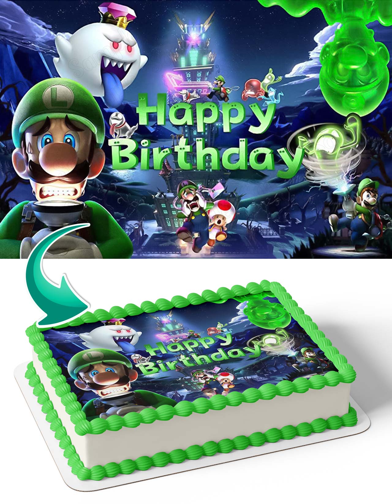 Gaming Luigis Mansion Edible Cake Topper