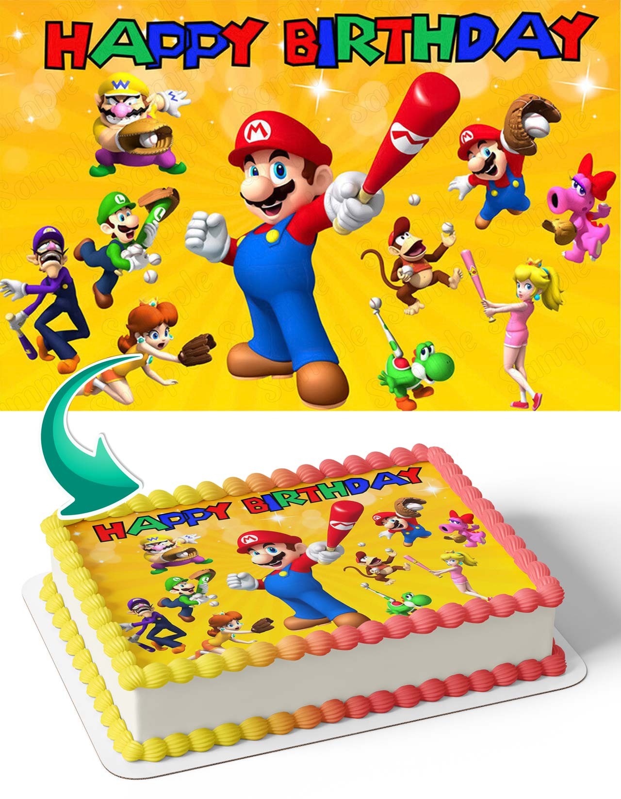 Gaming Mario Friends YB Edible Cake Topper