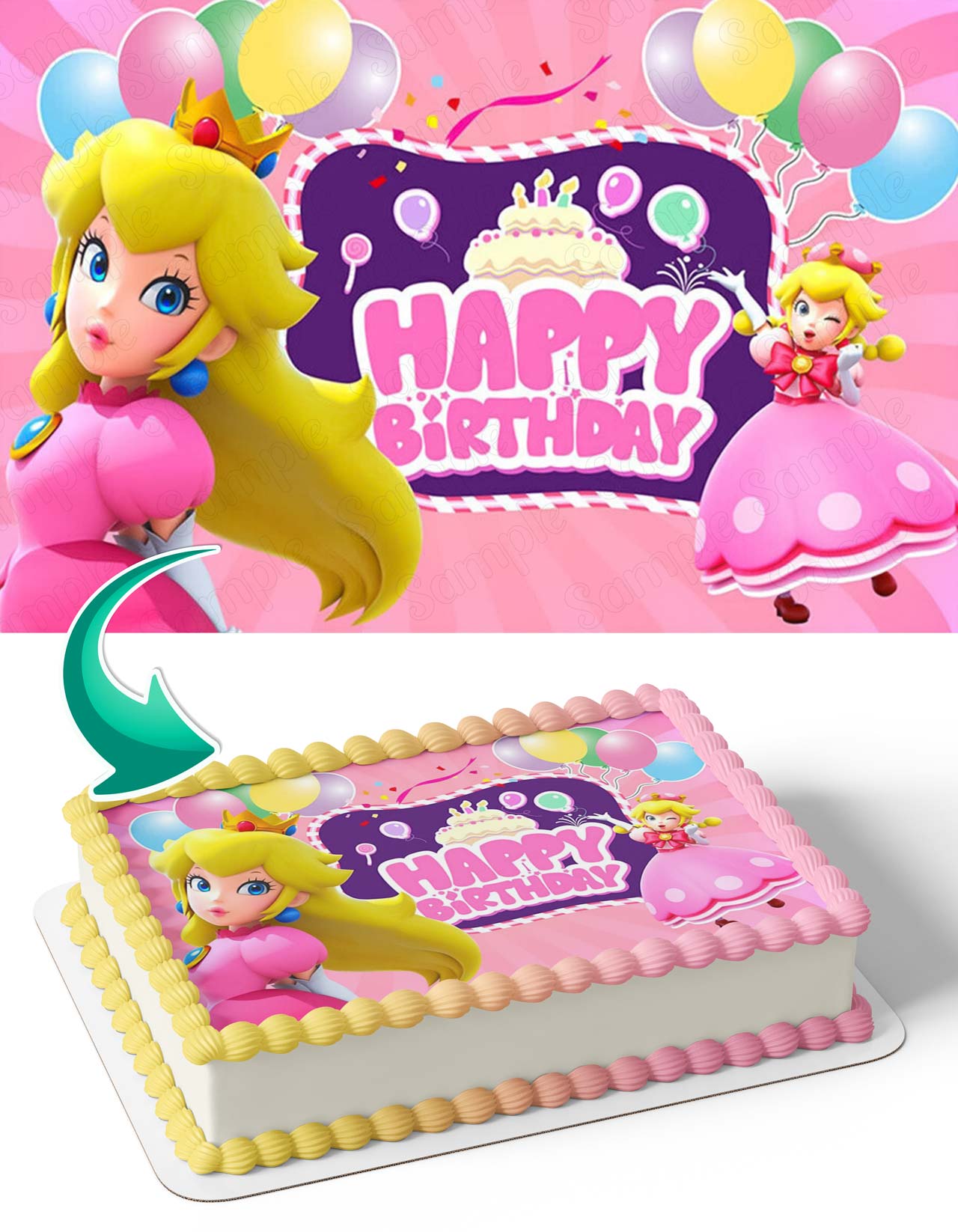 Gaming Princess Peach Mario Friends PB Edible Cake Topper