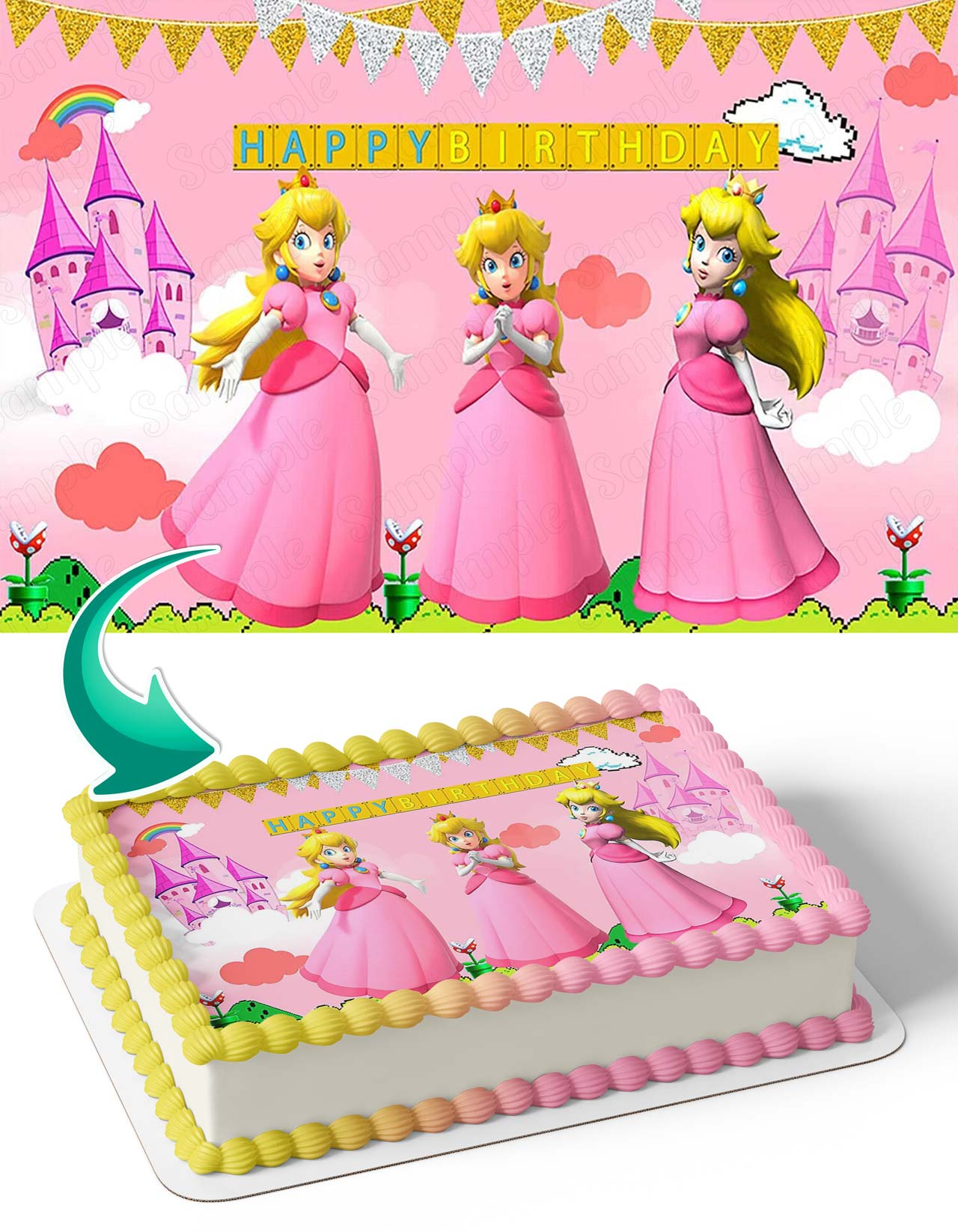 Gaming Princess Peach Mario Friends YB Edible Cake Topper