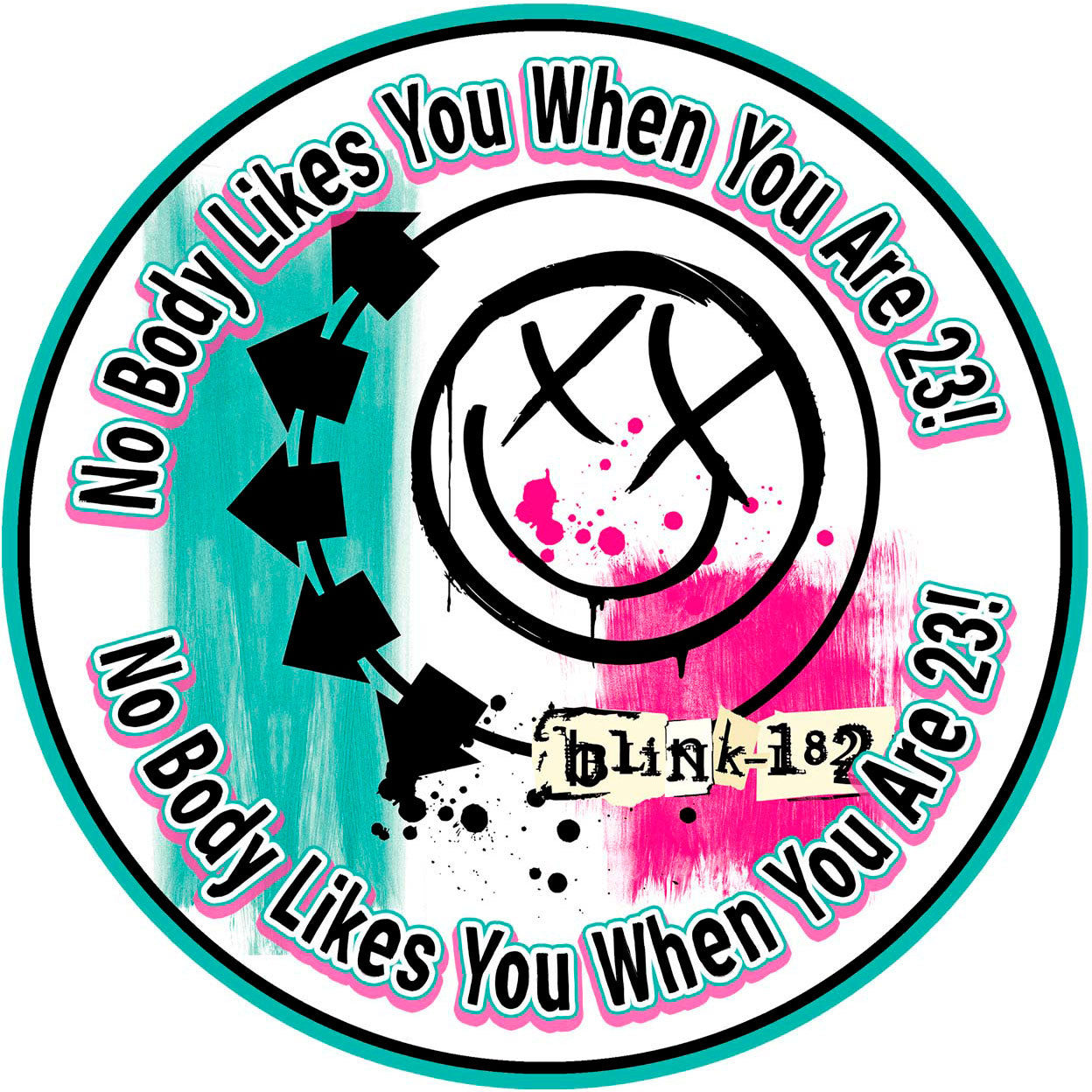Nobody Likes You When Youre 23 Blink 182 Round – Icing Sheet Birthday - Personalized Edible Cake Topper | Custom Icing Sheet | Birthday Cake Decoration
