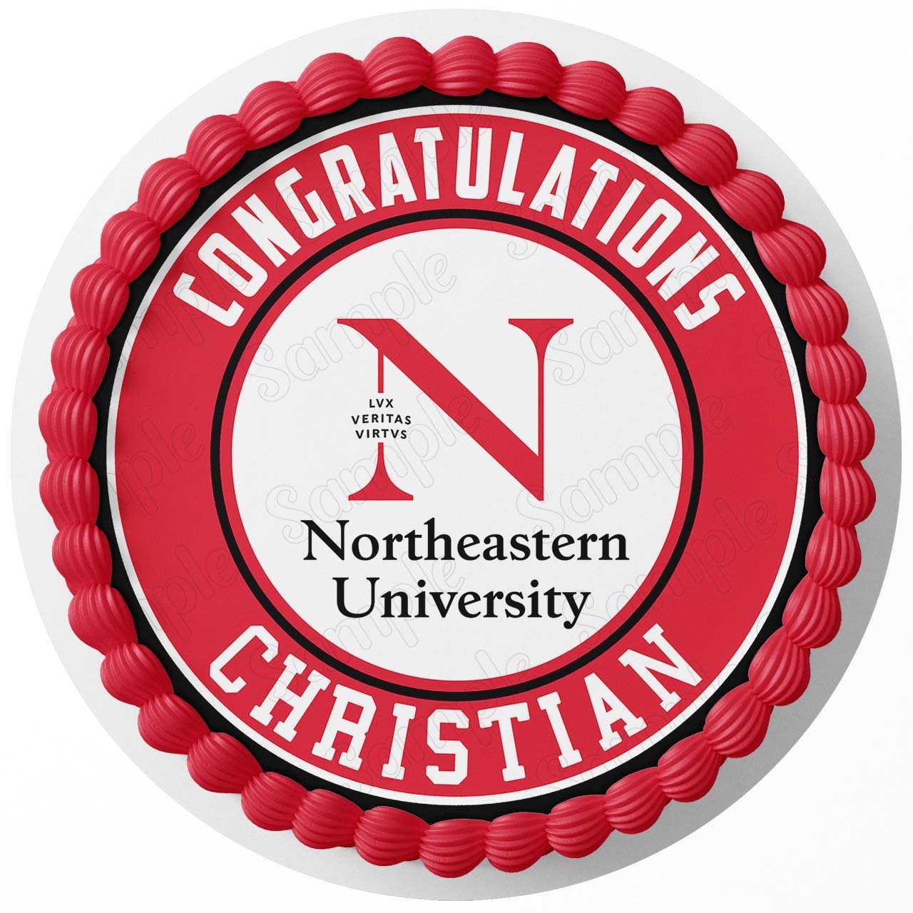 Northeastern University Round – Icing Sheet Birthday - Personalized Edible Cake Topper | Custom Icing Sheet | Birthday Cake Decoration