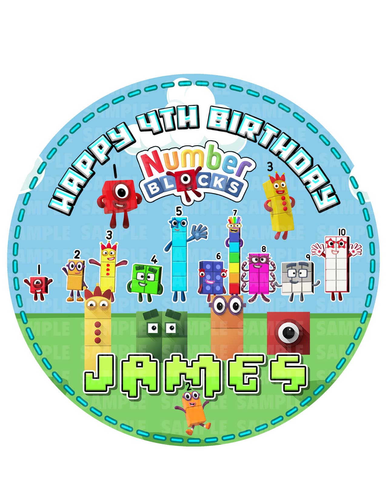 Number Blocks Round – Icing Sheet Birthday - Personalized Edible Cake Topper | Custom Icing Sheet | Birthday Cake Decoration | Photo Cake Image