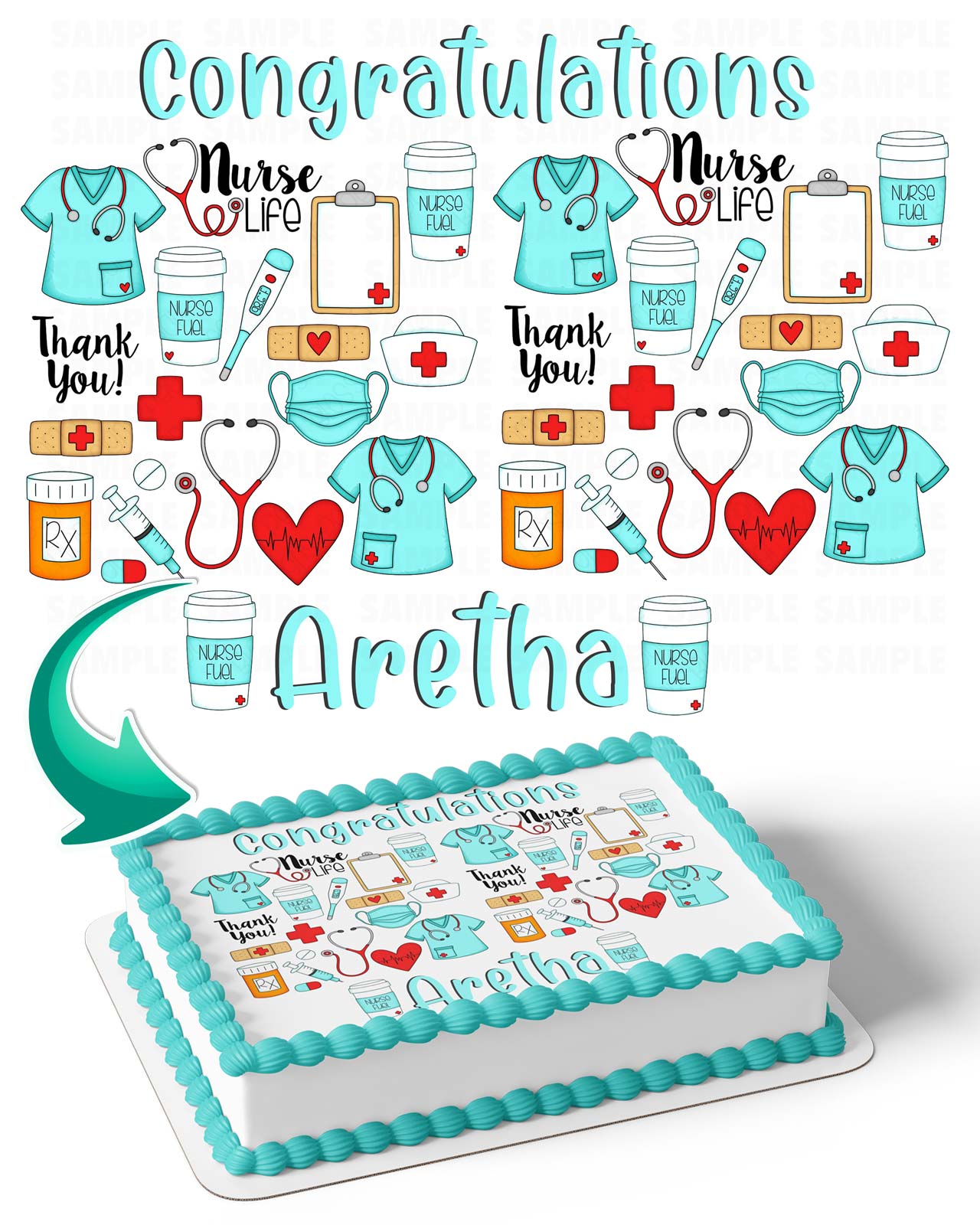 Nurse Life Scrubs Mask Edible Cake Topper