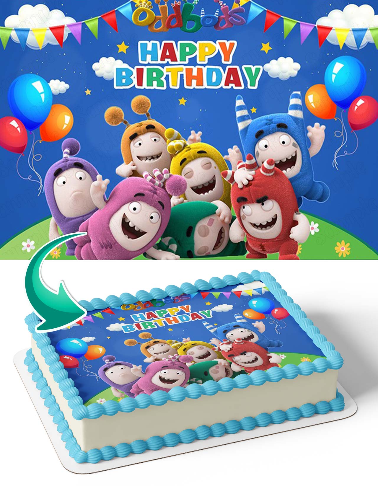 OddBods Cartoon Kids Edible Cake Topper