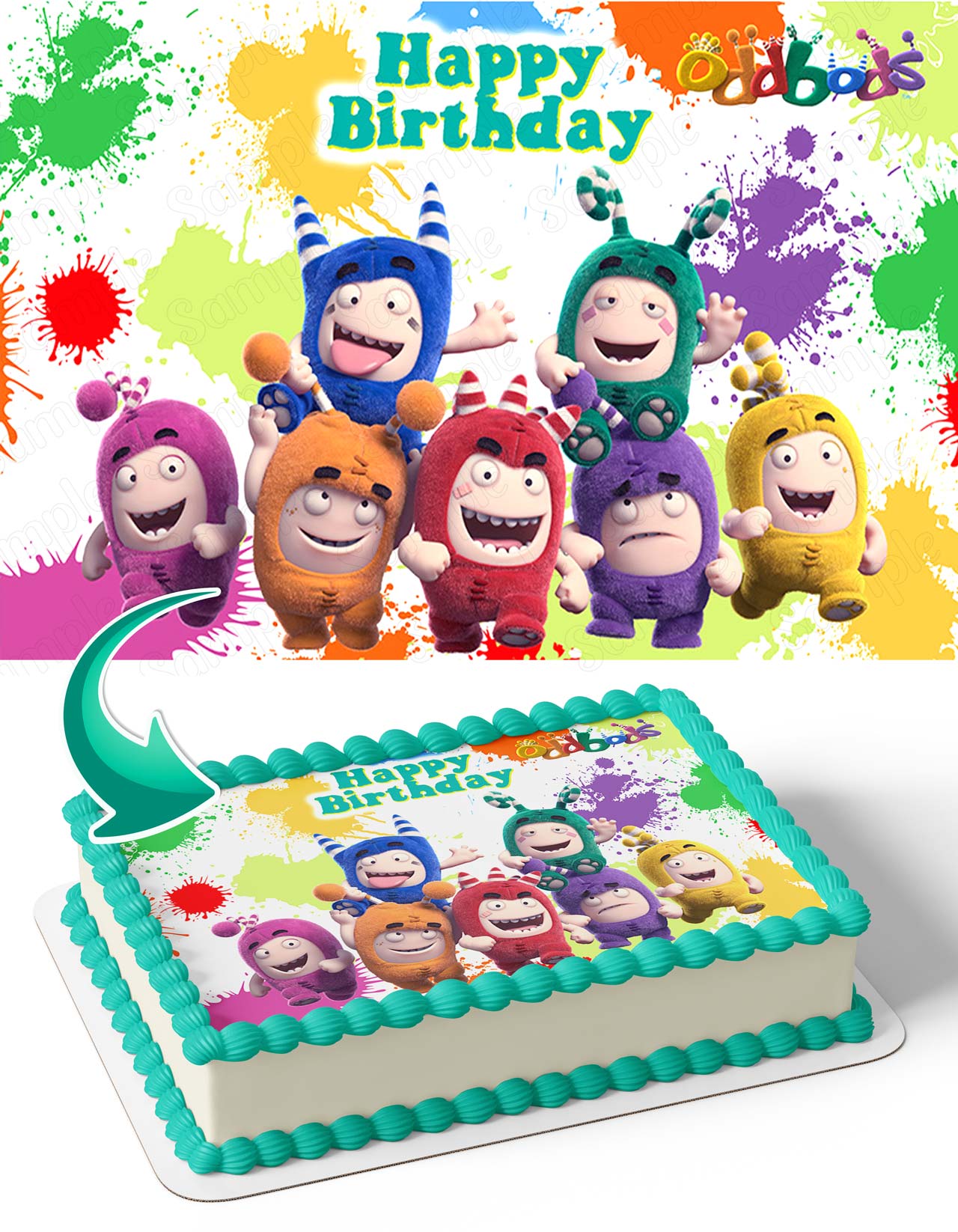 Oddbods Characters Party OCP Edible Cake Topper