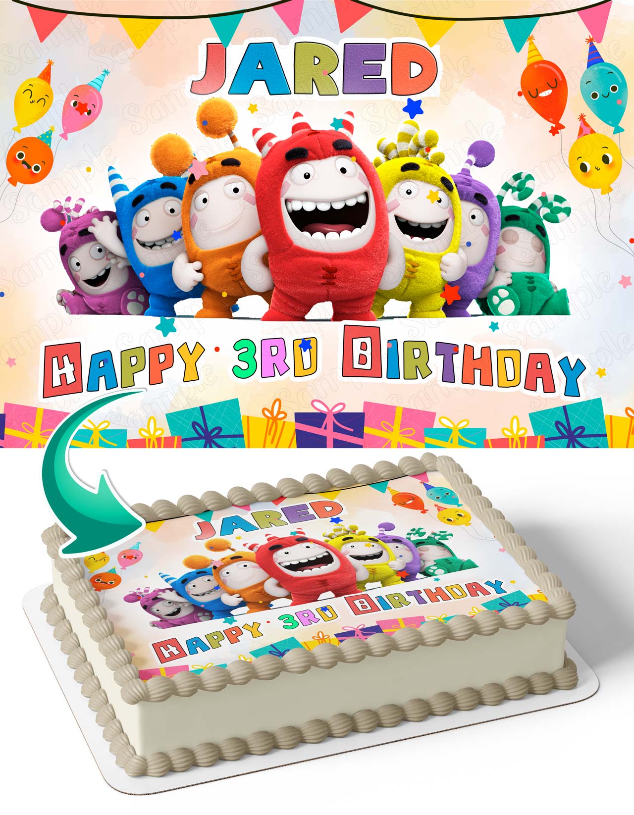 Oddbods Cute Boy Girls Edible Cake Topper