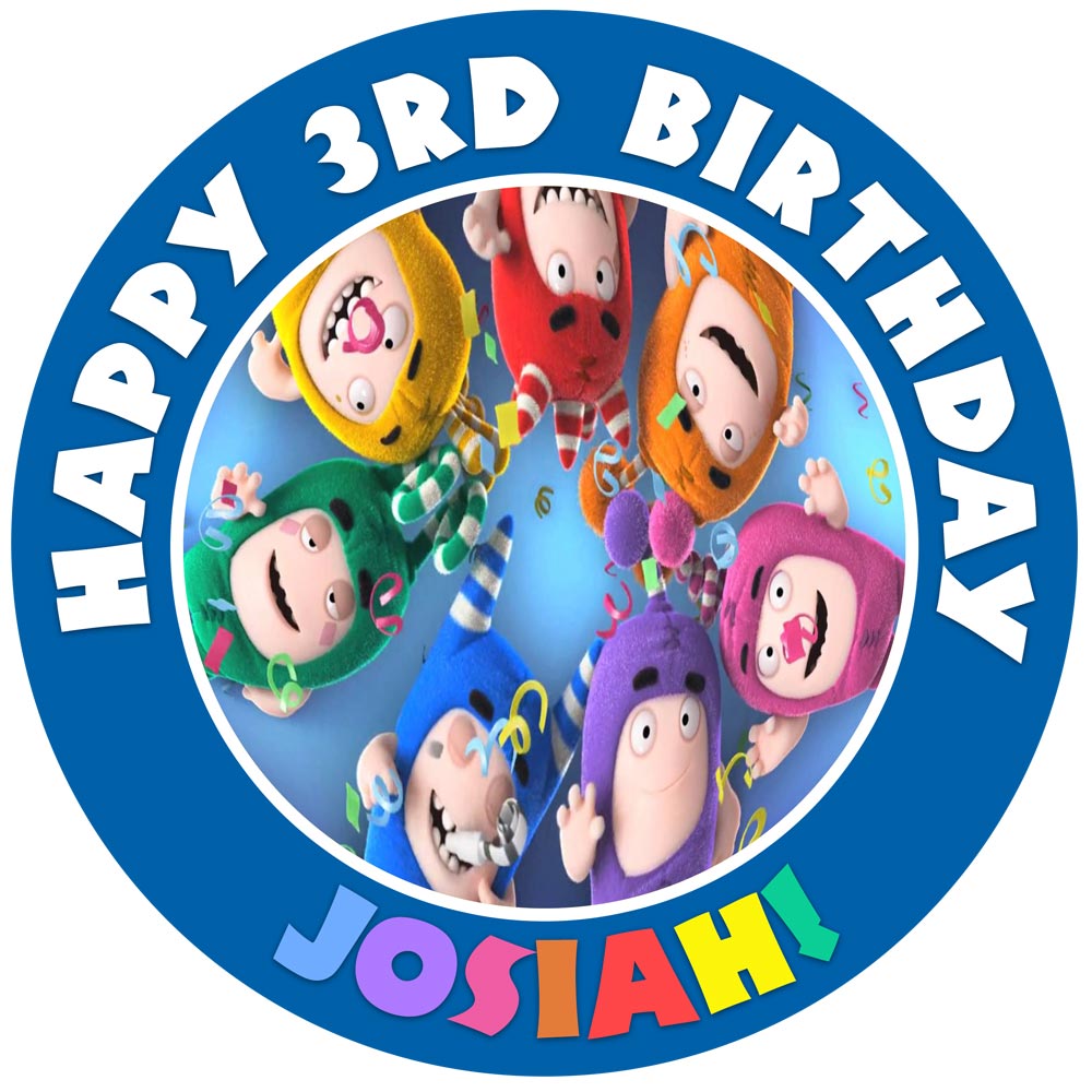 Oddbods HRT Round – Icing Sheet Birthday - Personalized Edible Cake Topper | Custom Icing Sheet | Birthday Cake Decoration | Photo Cake Image